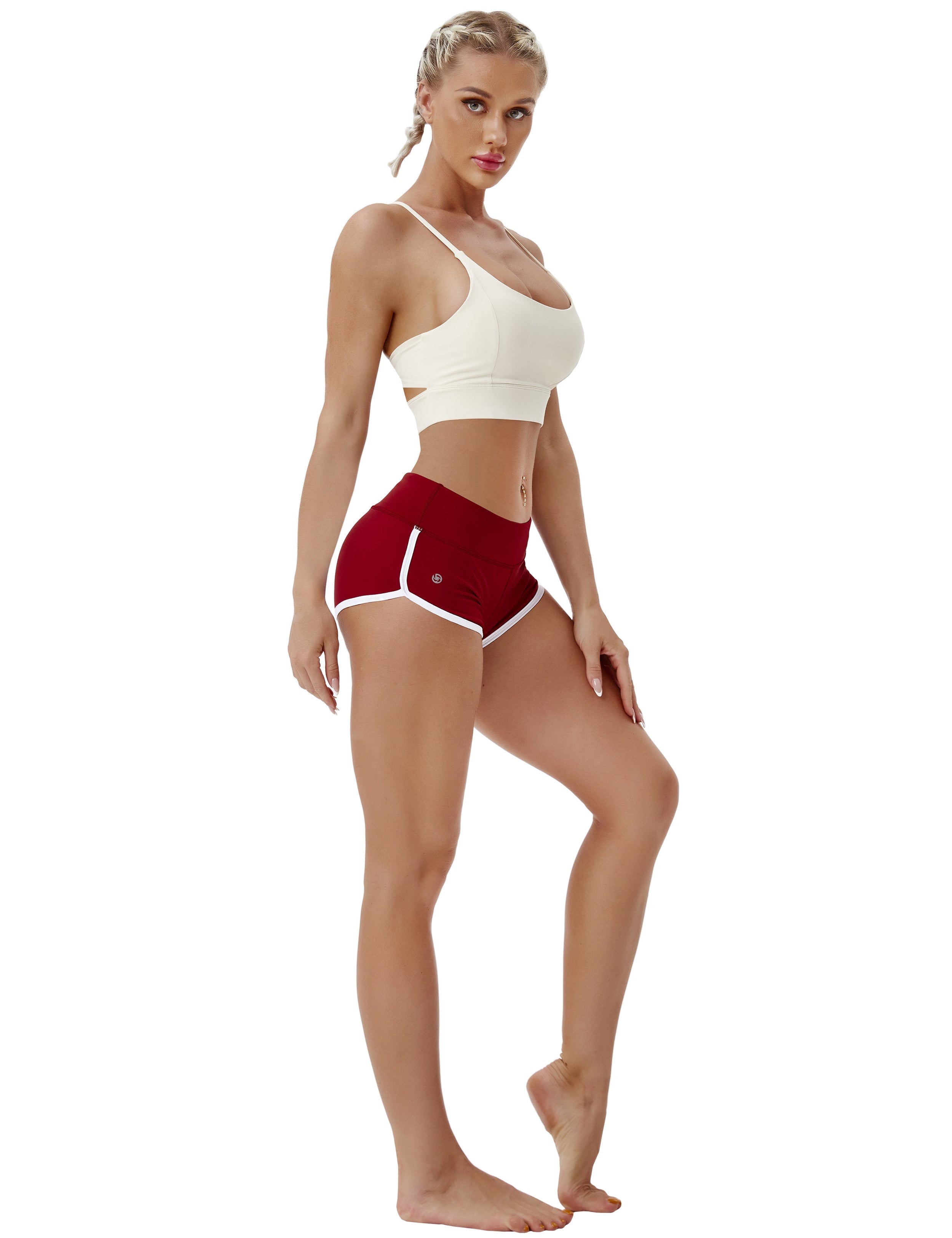 Sexy Booty yogastudio Shorts cherryred Sleek, soft, smooth and totally comfortable: our newest sexy style is here. Softest-ever fabric High elasticity High density 4-way stretch Fabric doesn't attract lint easily No see-through Moisture-wicking Machine wash 75%Nylon/25%Spandex