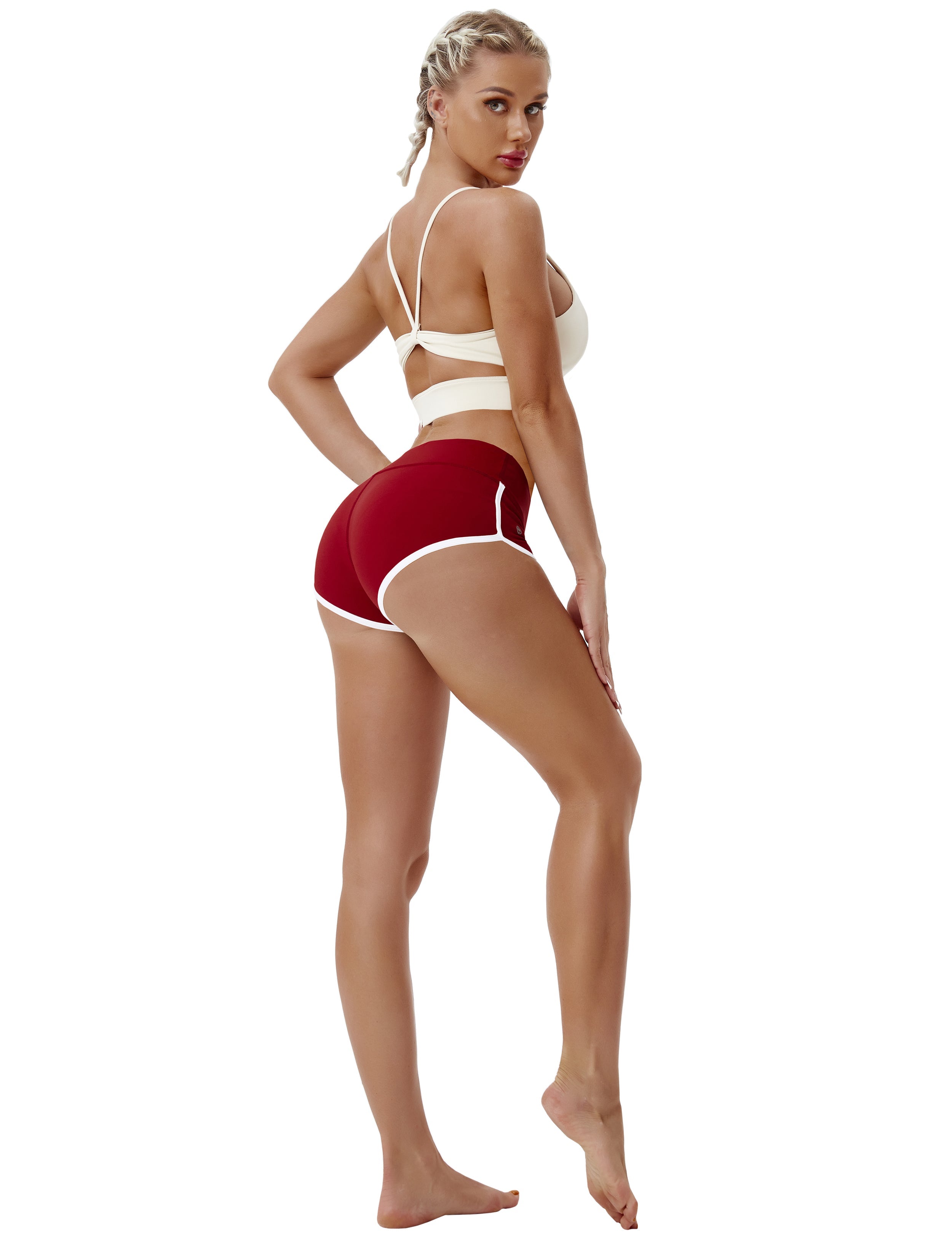 Sexy Booty yogastudio Shorts cherryred Sleek, soft, smooth and totally comfortable: our newest sexy style is here. Softest-ever fabric High elasticity High density 4-way stretch Fabric doesn't attract lint easily No see-through Moisture-wicking Machine wash 75%Nylon/25%Spandex