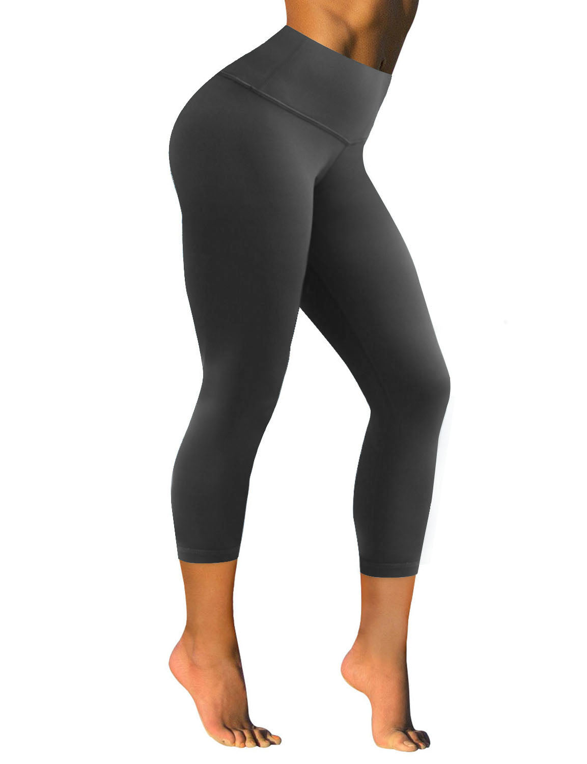 22" High Waist Crop Tight Capris shadowcharcoal_yoga