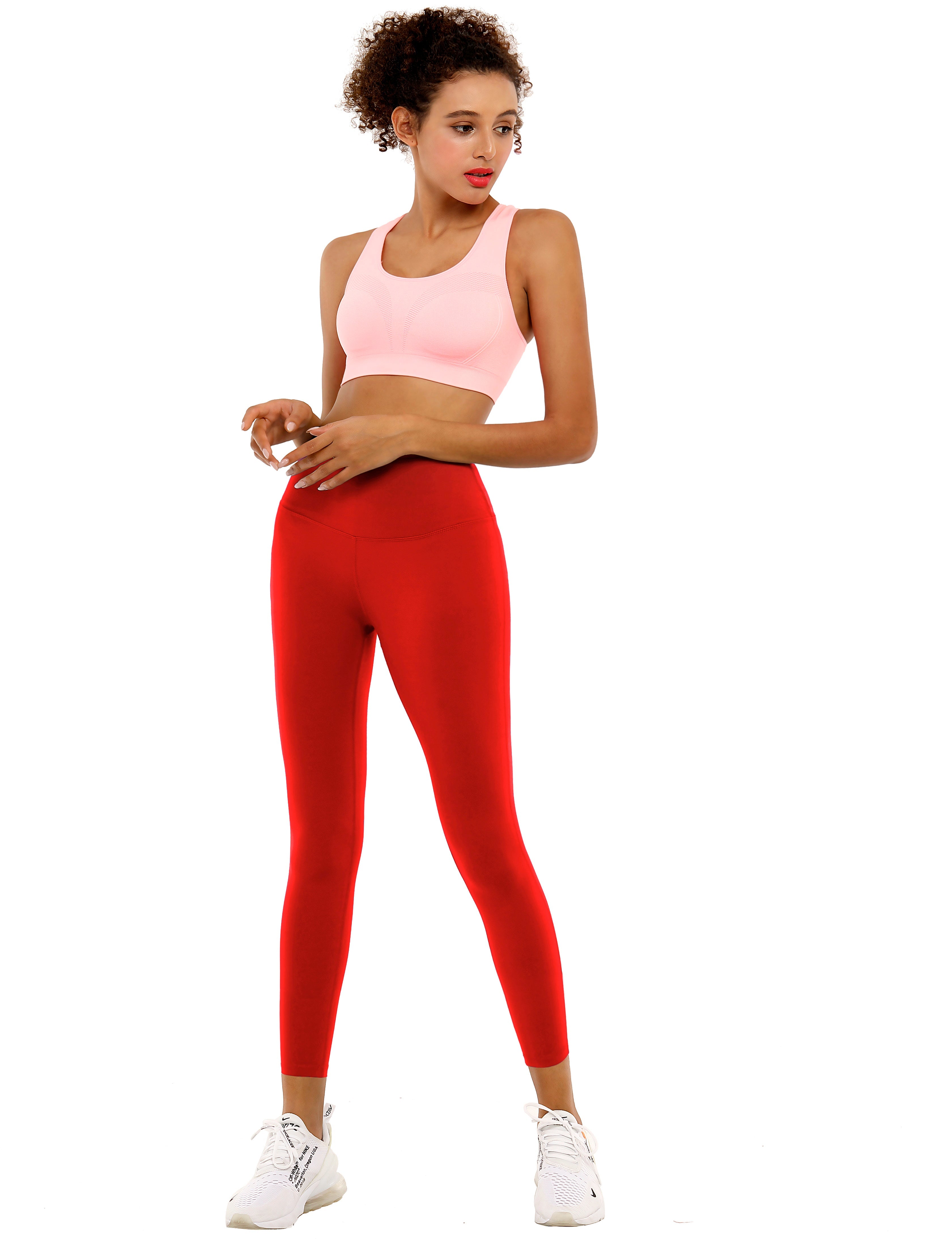 22" High Waist Side Line Capris scarlet_Gym