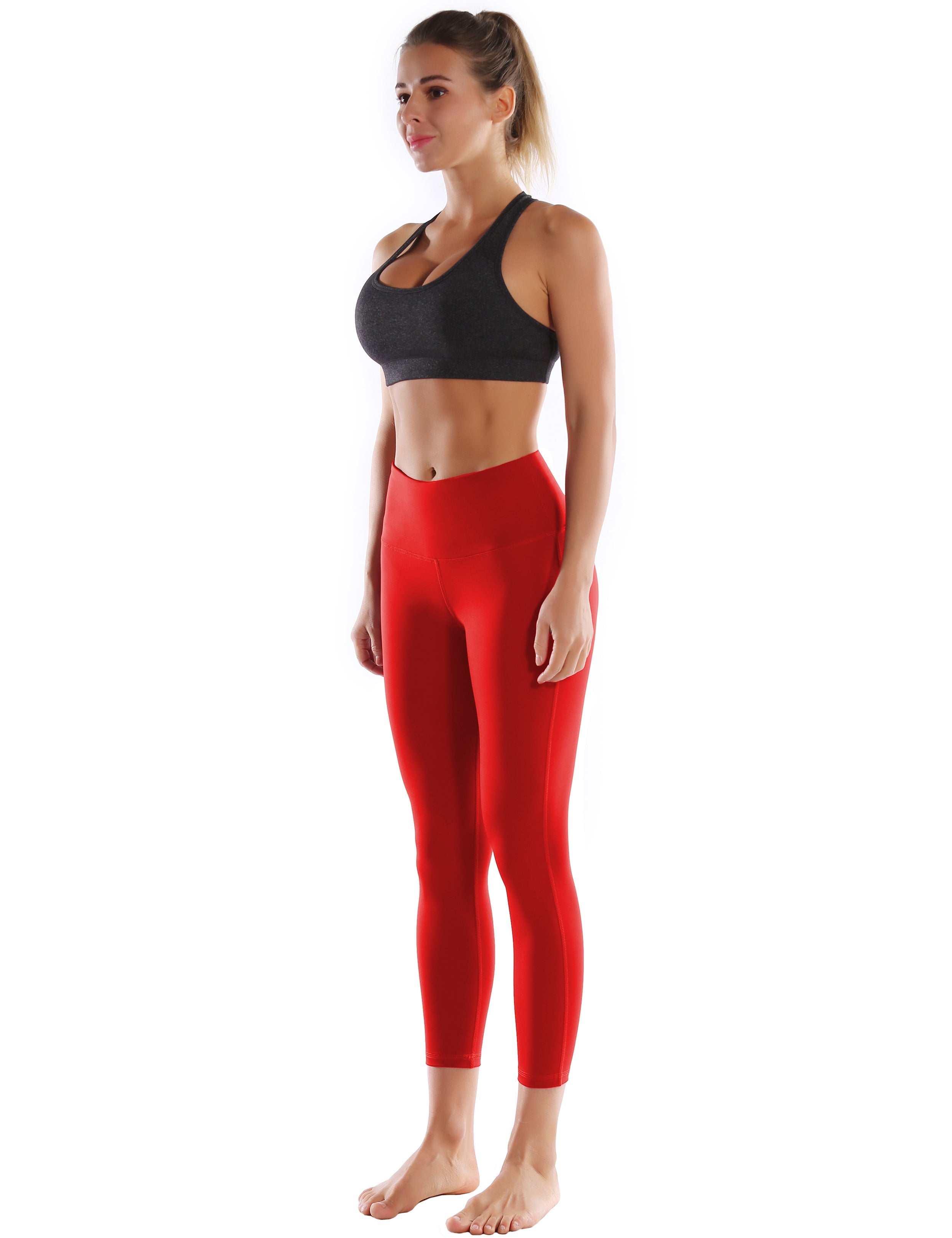 22" High Waist Side Line Capris scarlet_Gym