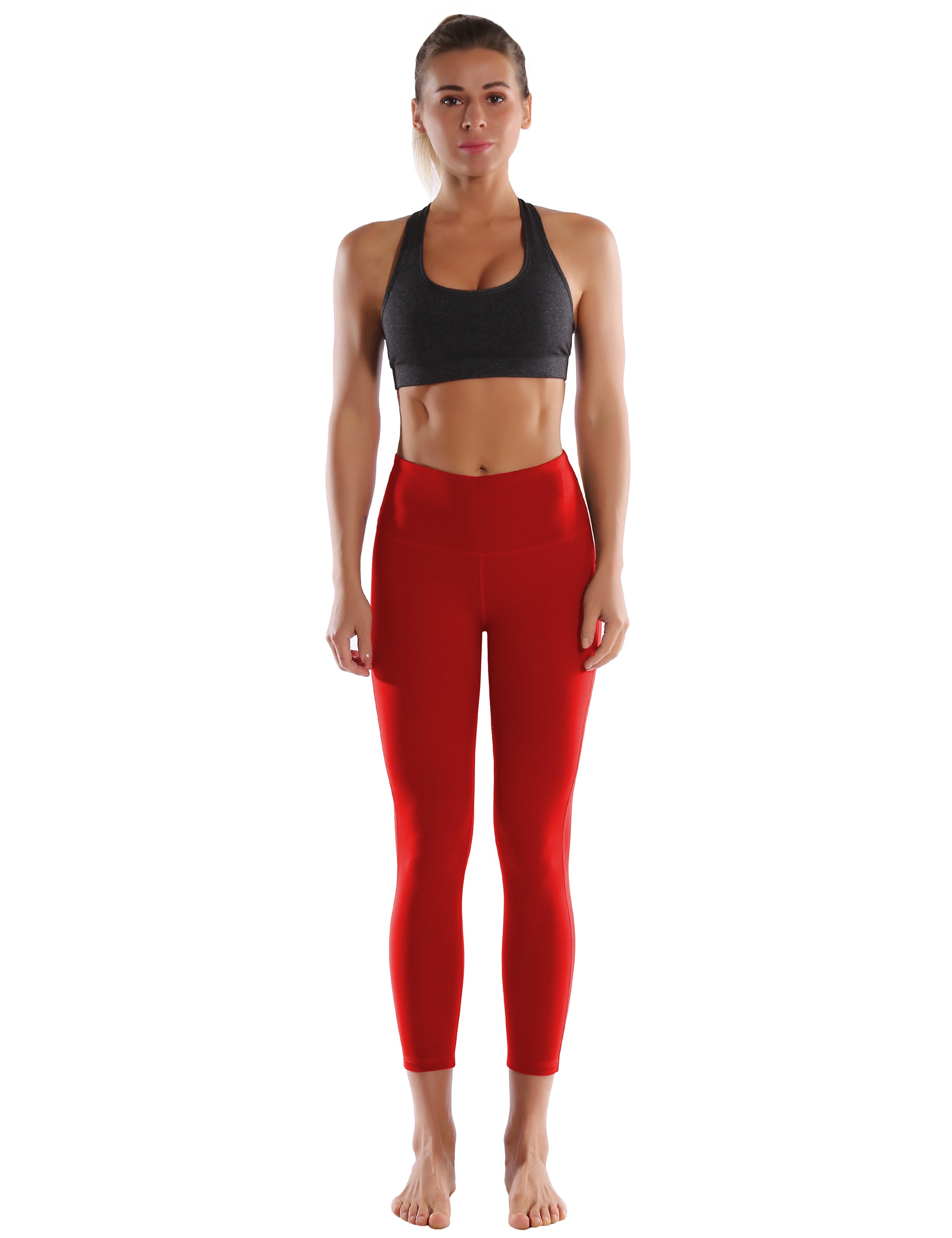 22" High Waist Side Line Capris scarlet_Gym