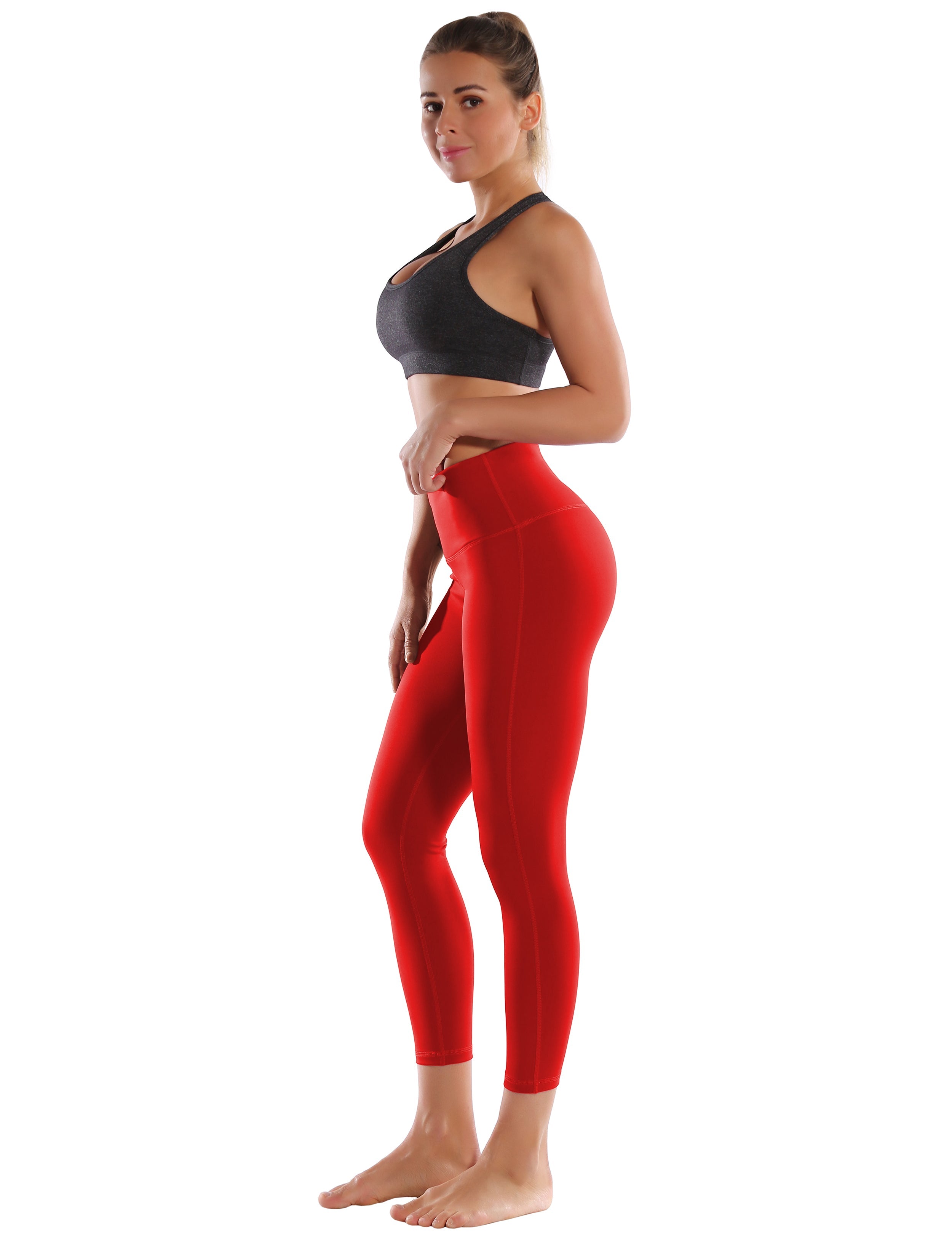 22" High Waist Side Line Capris scarlet_Gym