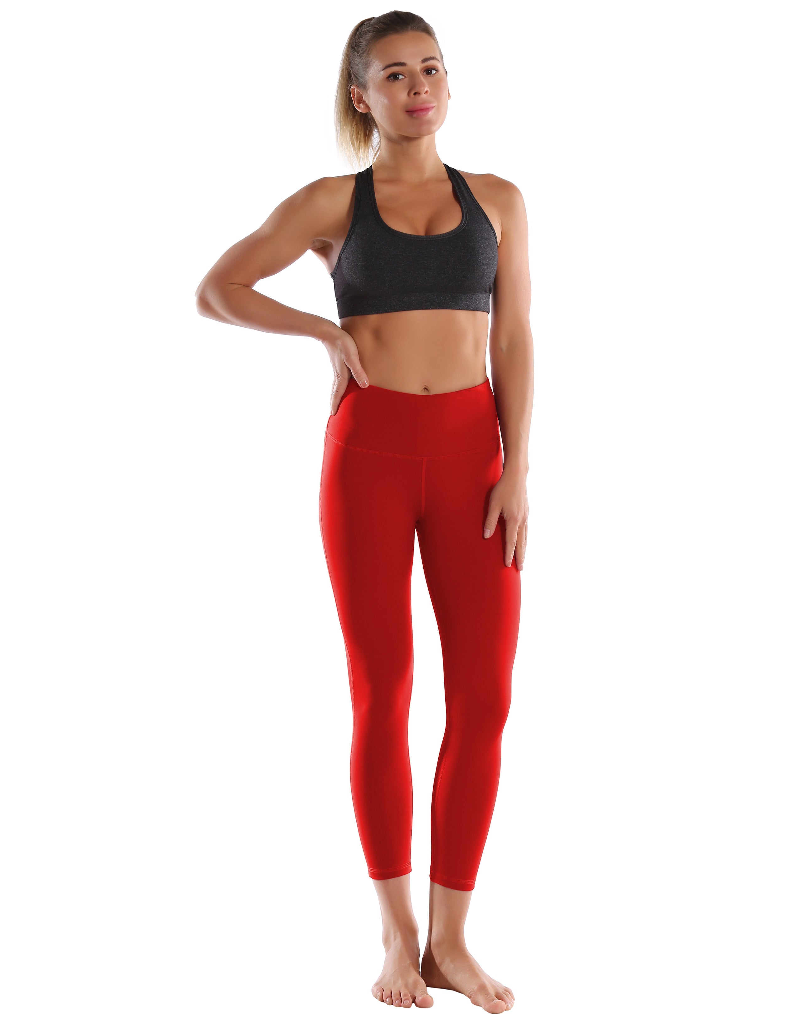 22" High Waist Side Line Capris scarlet_Gym