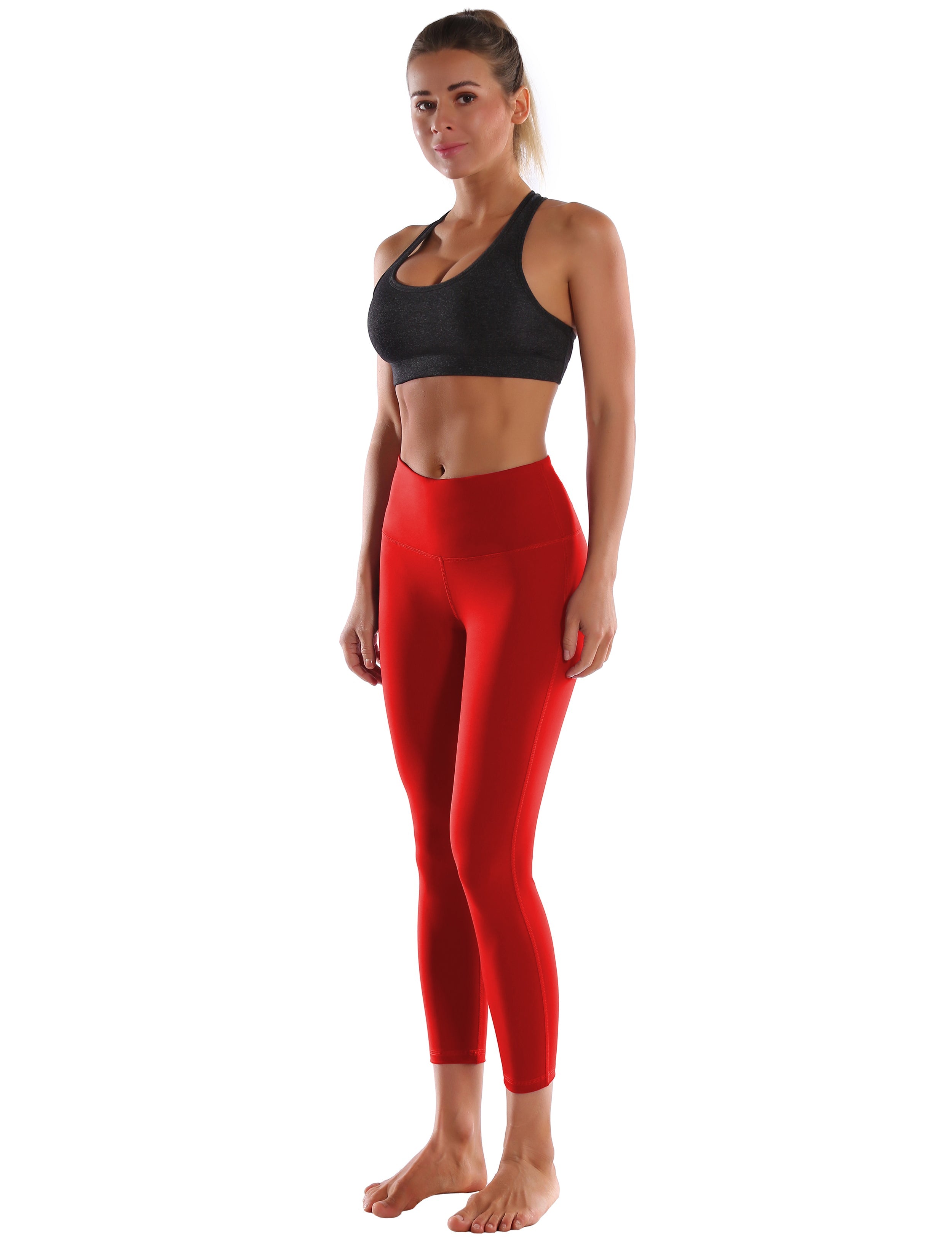 22" High Waist Side Line Capris scarlet_Biking