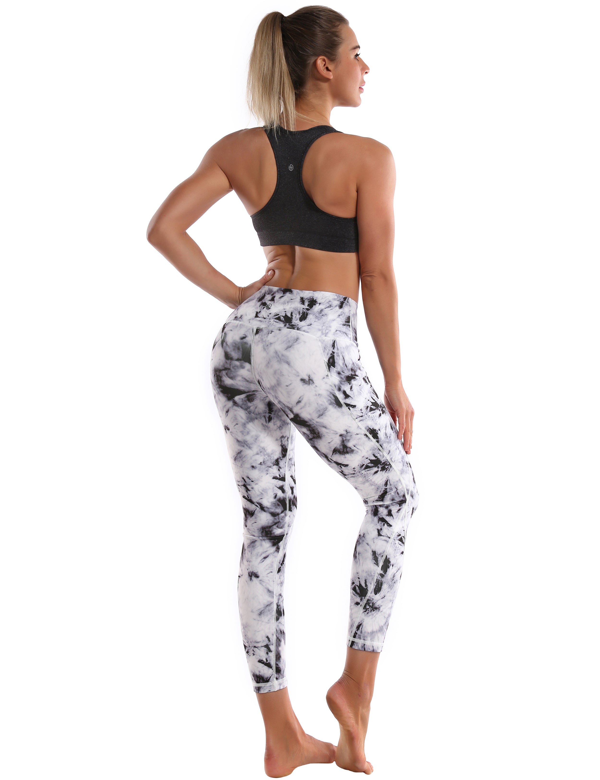 22" Printed Side Pockets Capris black dandelion_Biking