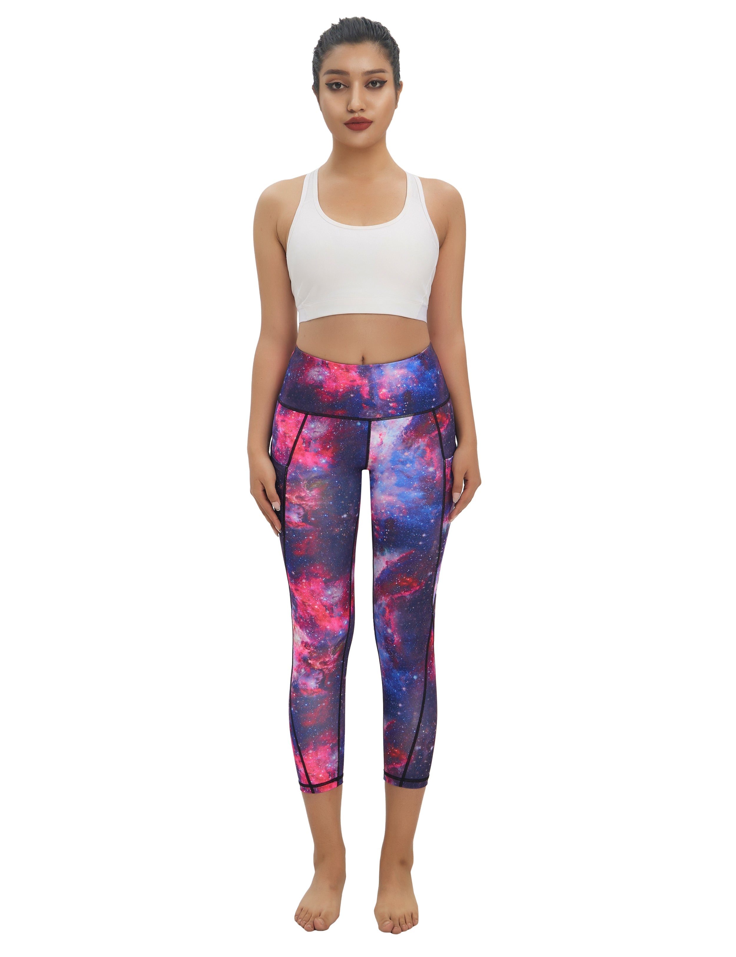 22" Printed Side Pockets Capris galaxy_Biking