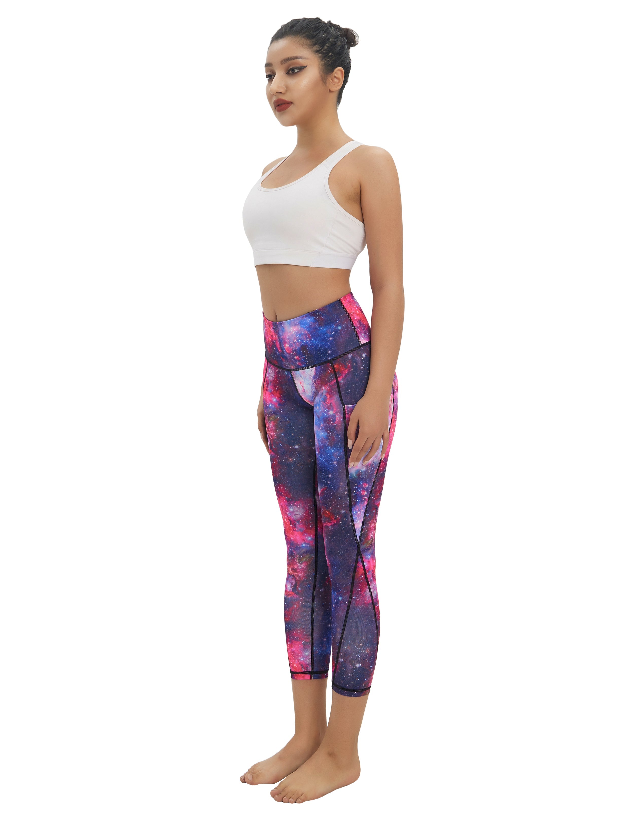 22" Printed Side Pockets Capris galaxy_Gym