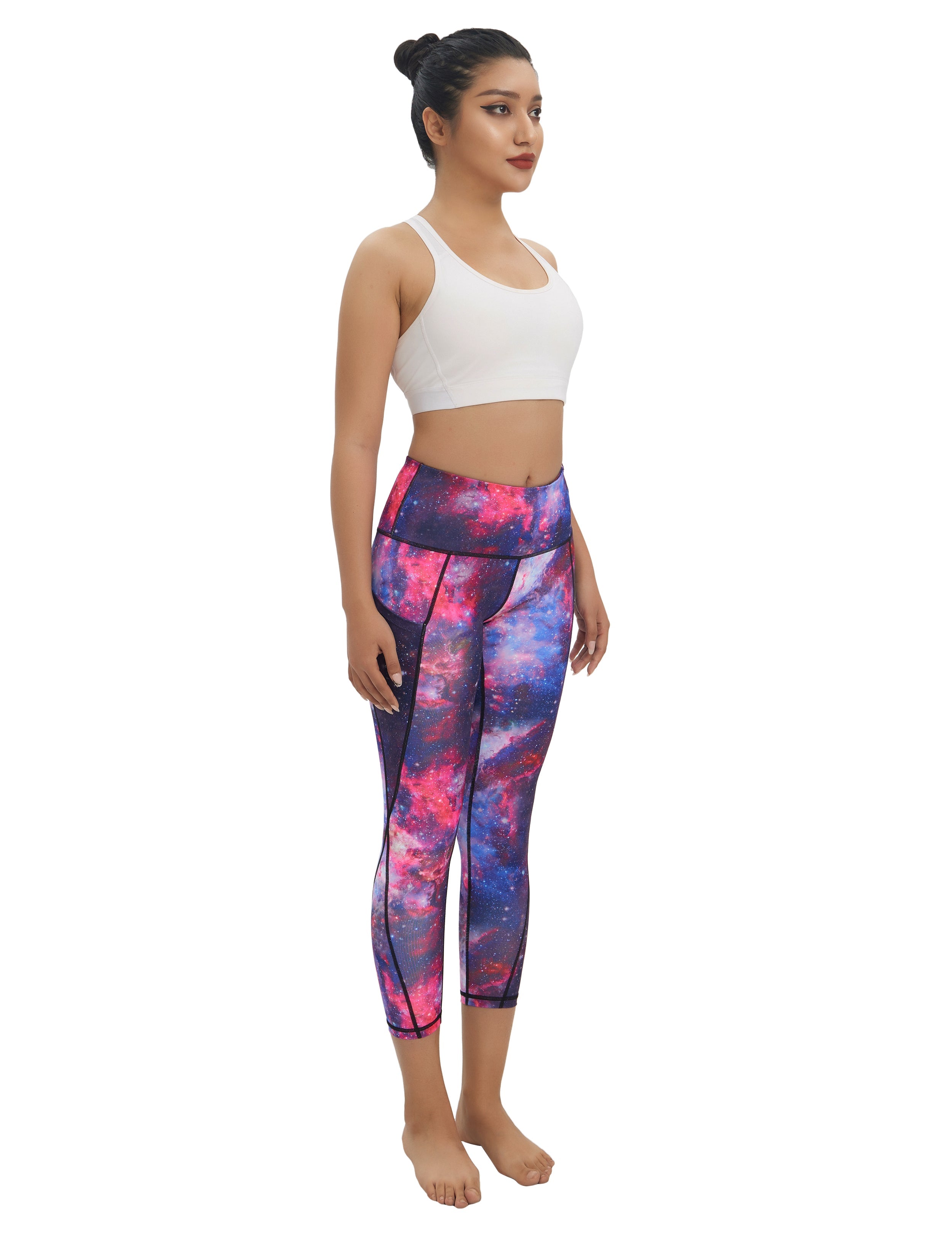 22" Printed Side Pockets Capris galaxy_Biking