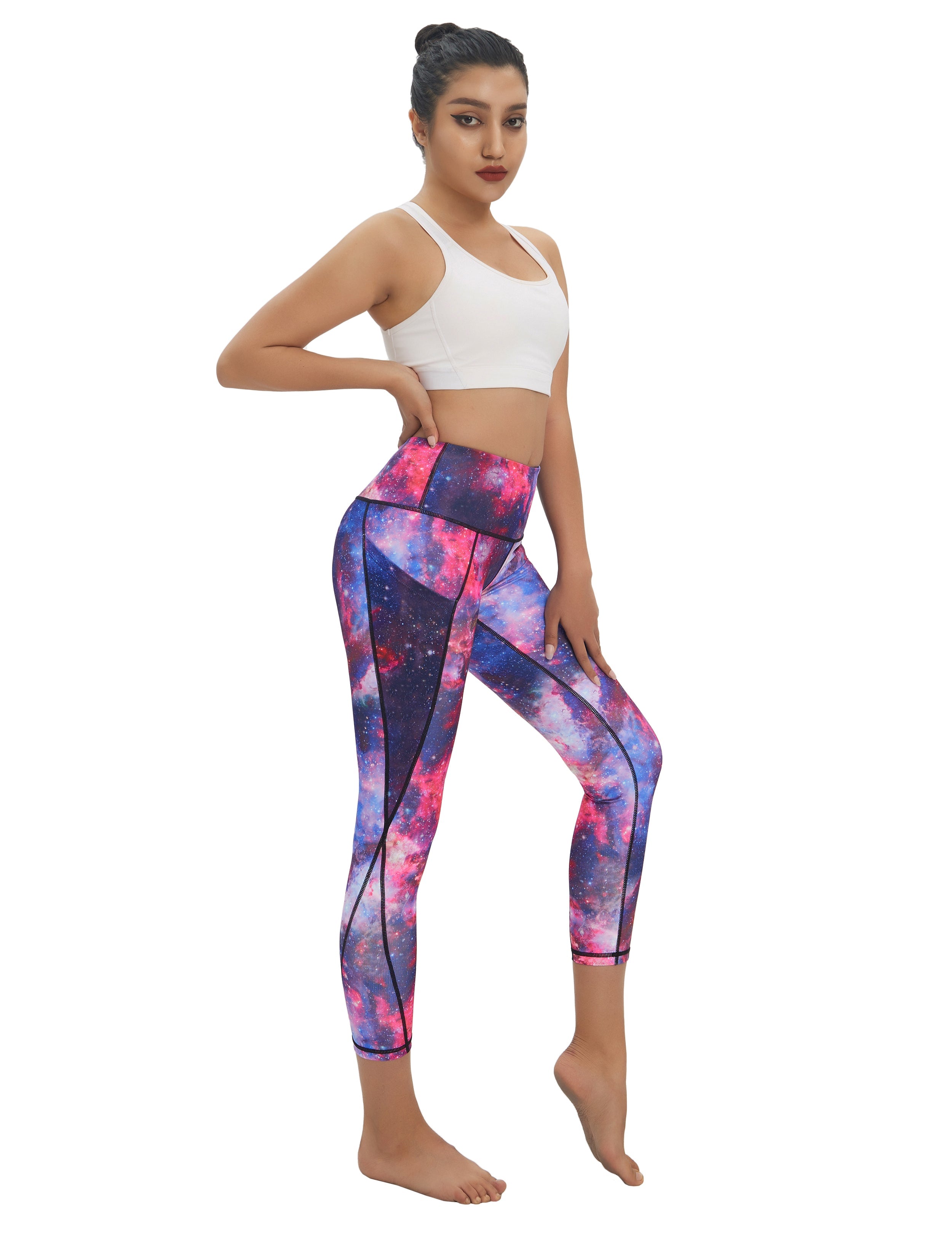 22" Printed Side Pockets Capris galaxy_Gym