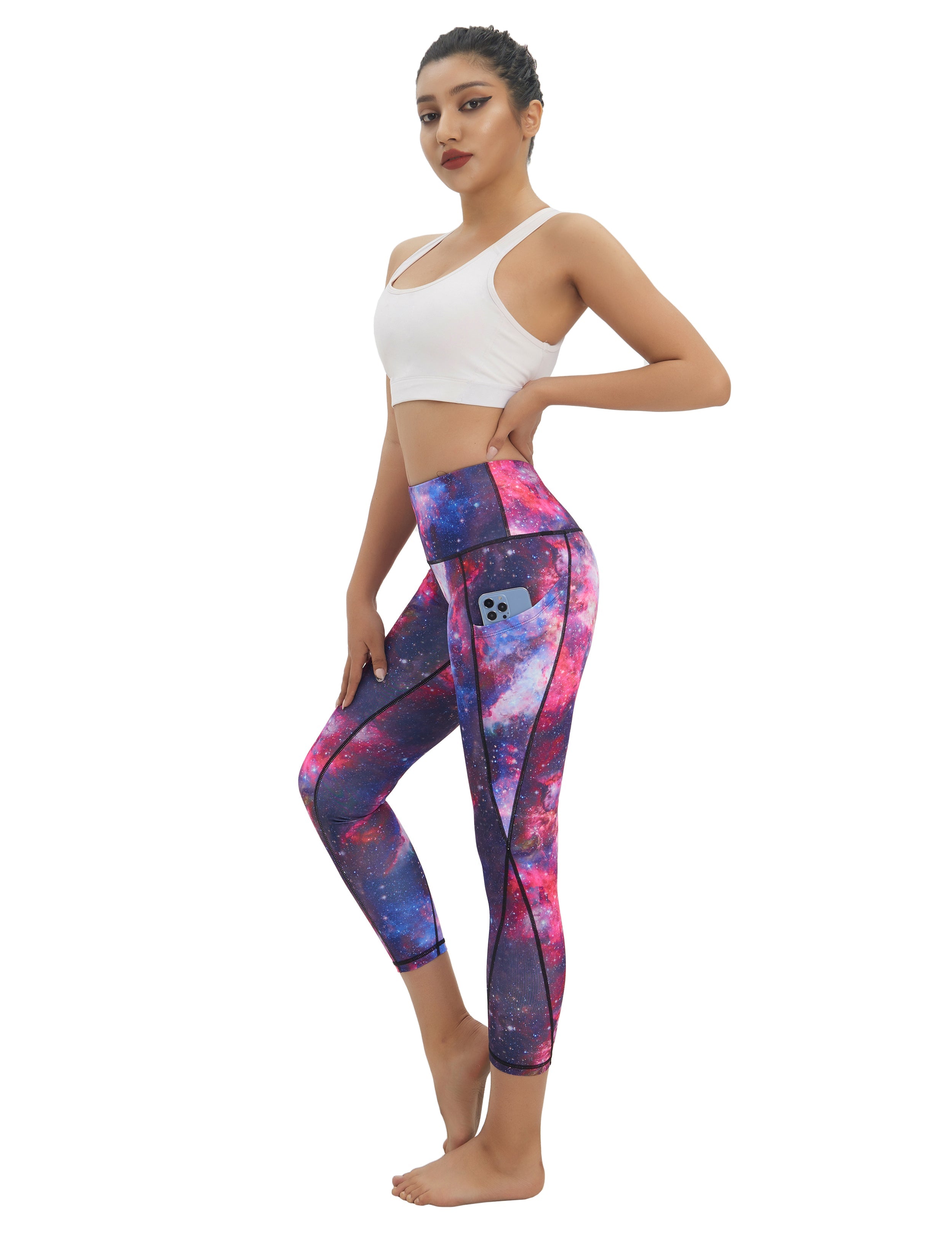 22" Printed Side Pockets Capris galaxy_Biking