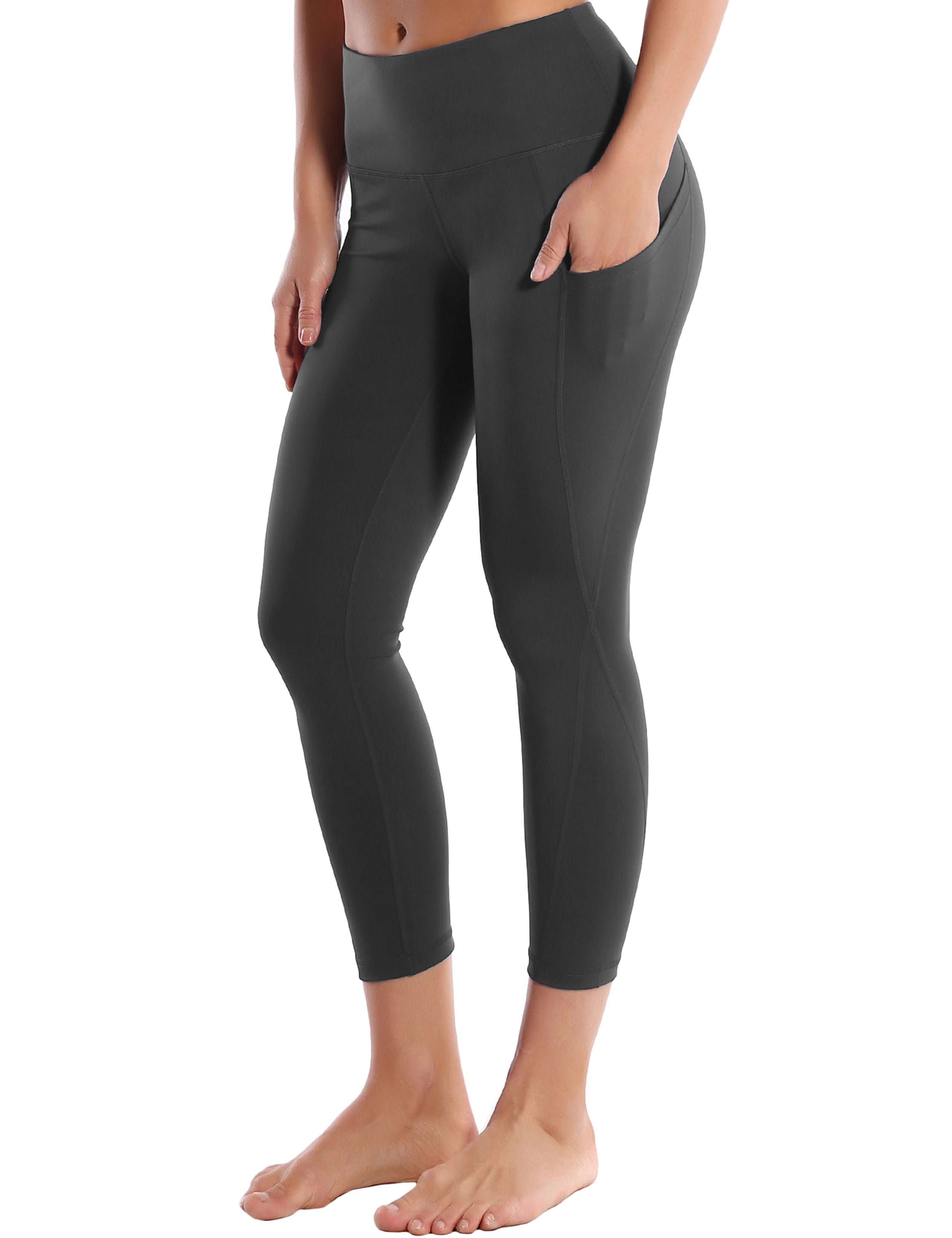 22" High Waist Side Pockets Capris shadowcharcoal_Biking