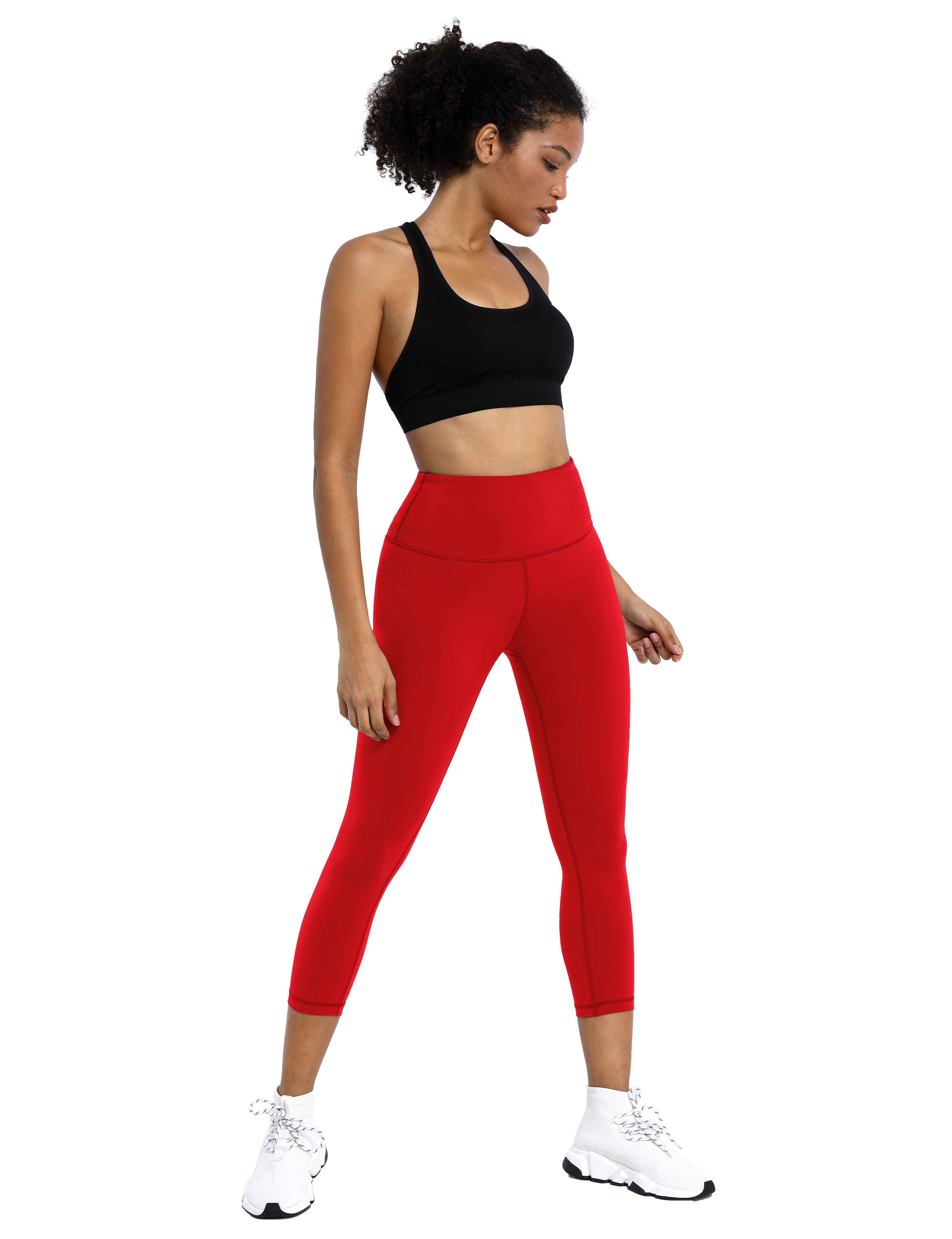19" High Waist Crop Tight Capris scarlet_Pilates