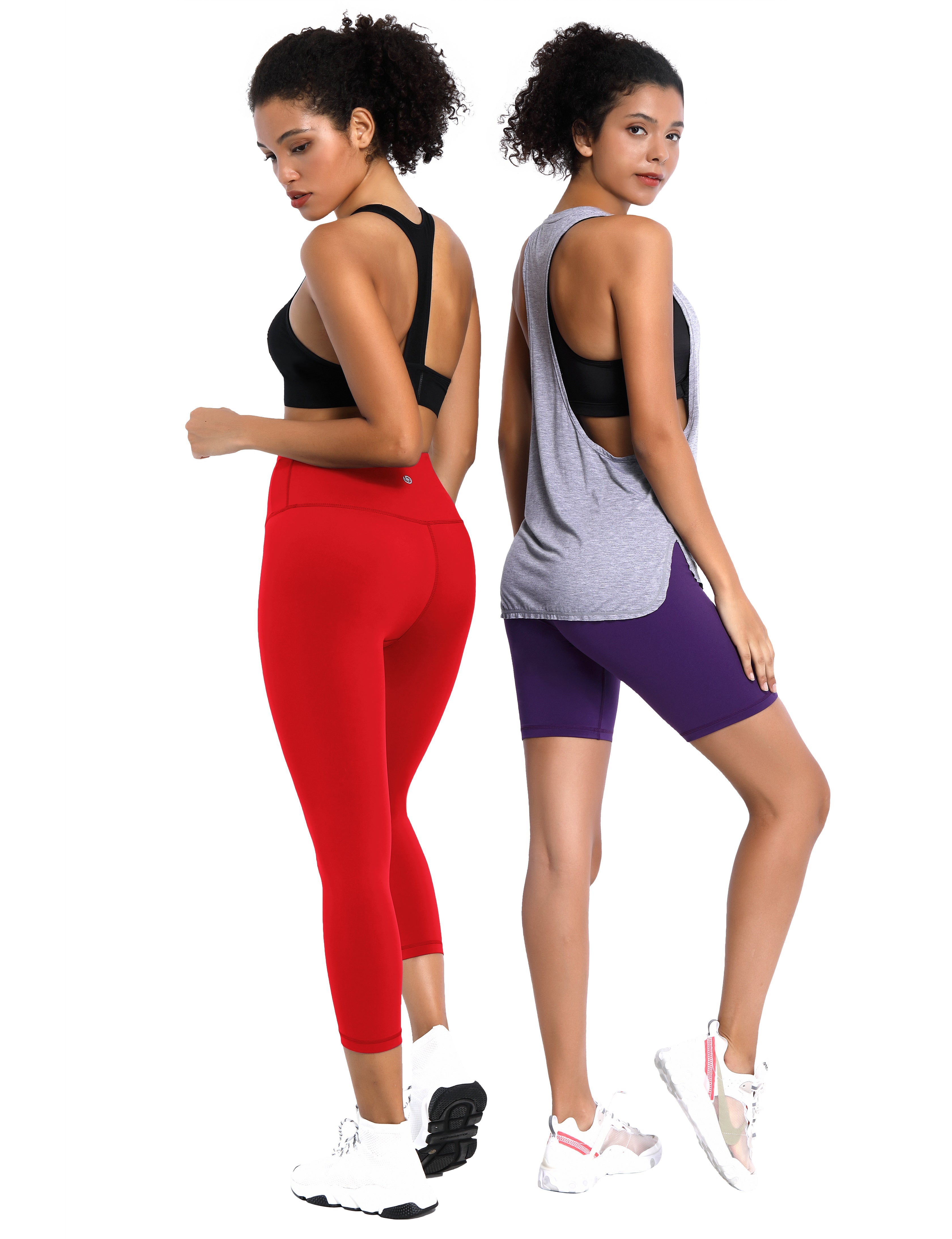19" High Waist Crop Tight Capris scarlet_Pilates