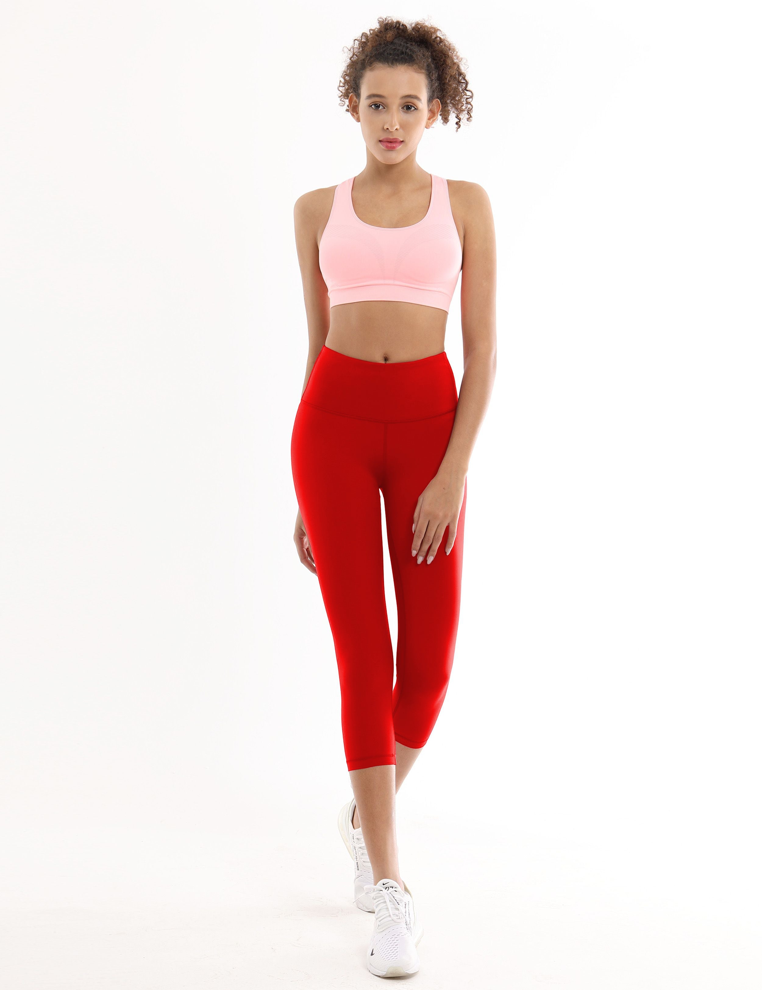 19" High Waist Crop Tight Capris scarlet_Pilates