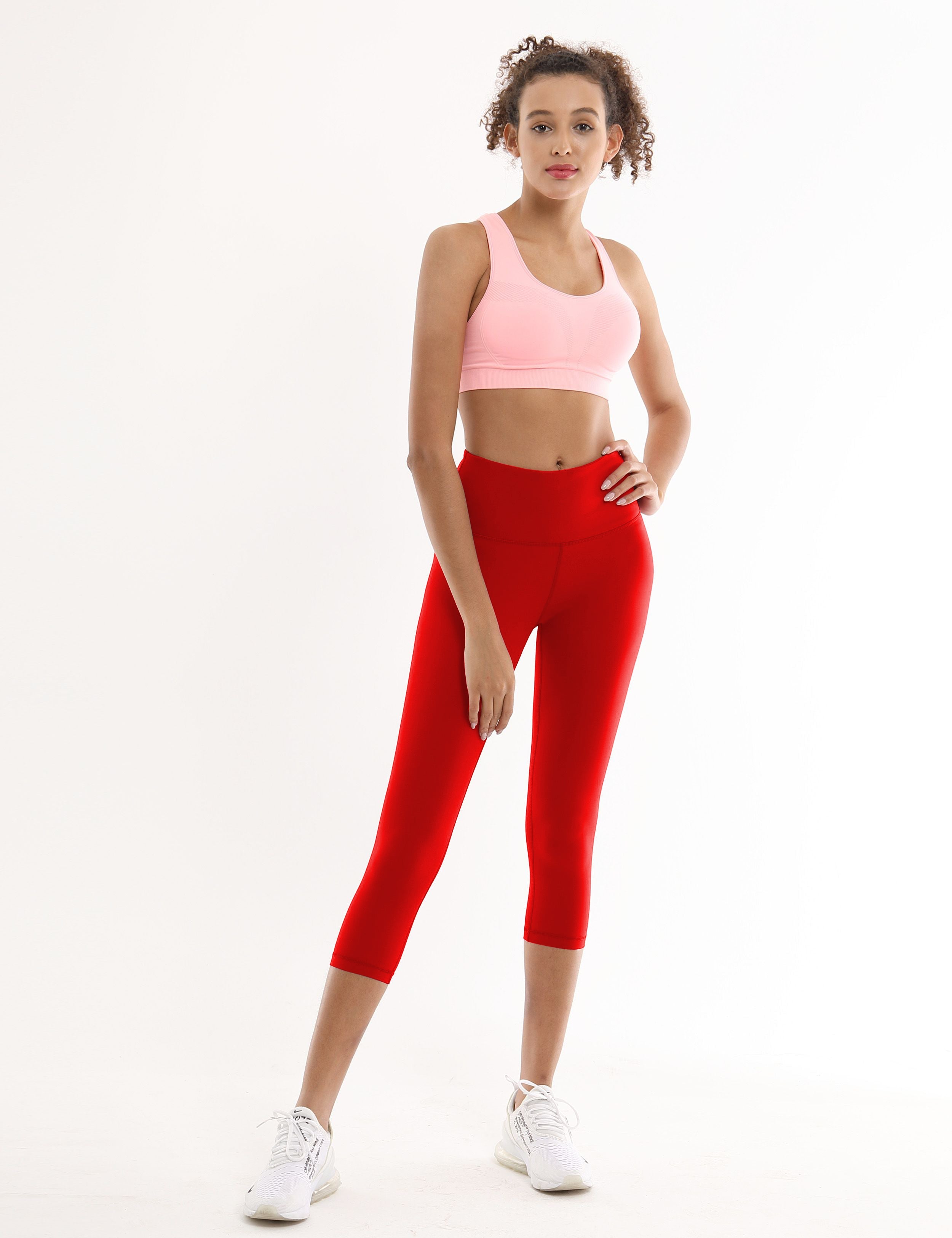 19" High Waist Crop Tight Capris scarlet_Pilates