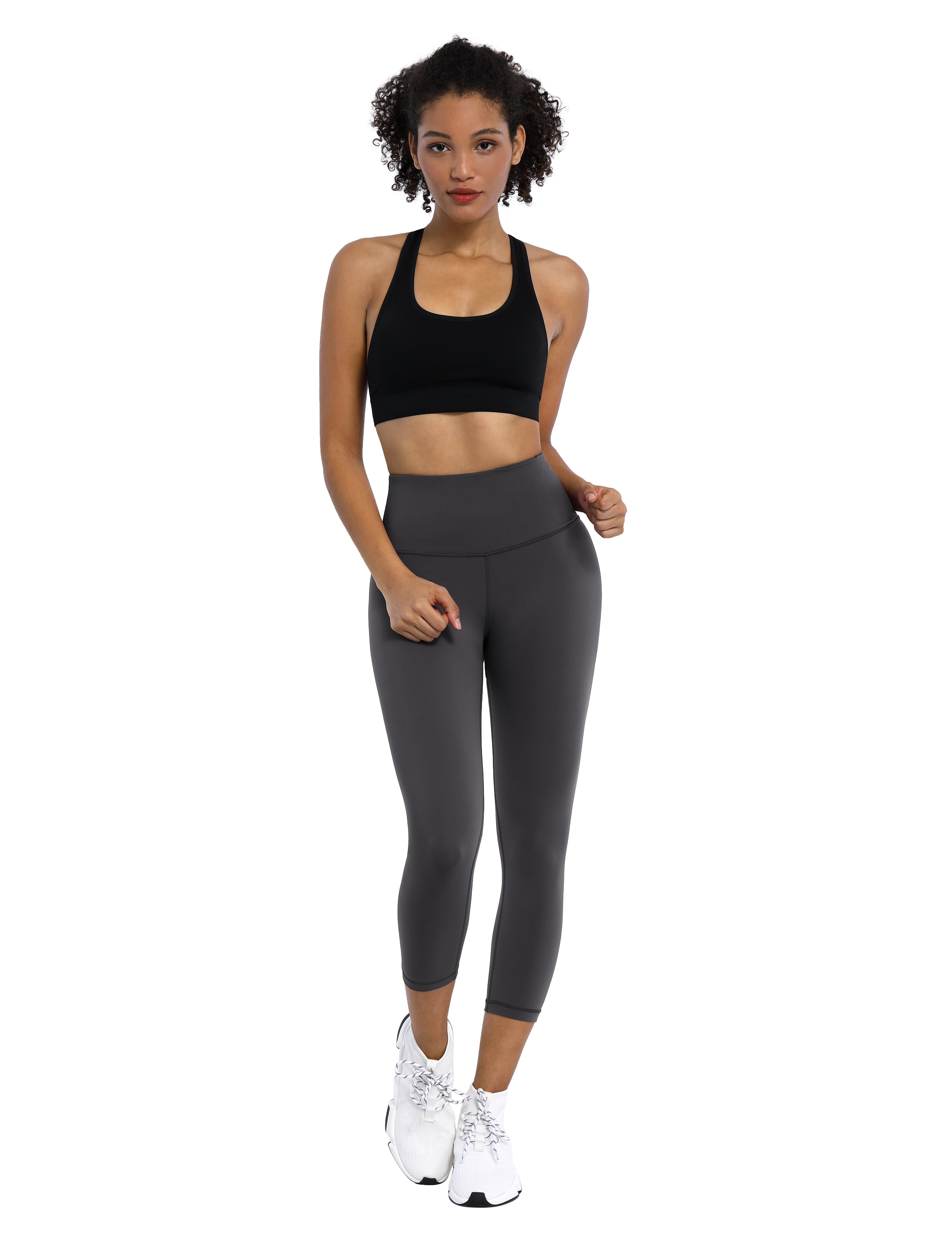 19" High Waist Crop Tight Capris shadowcharcoal_Gym