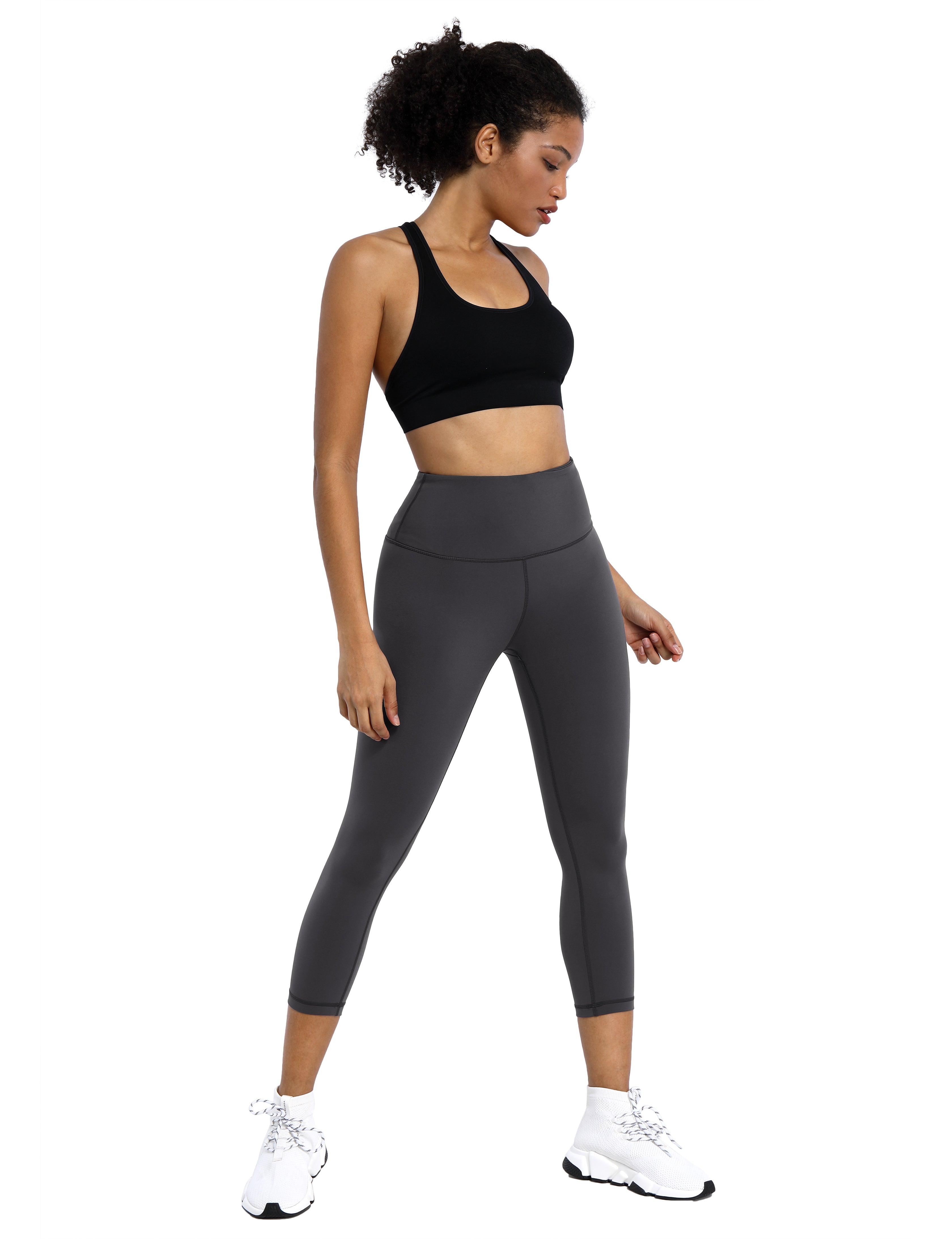 19" High Waist Crop Tight Capris shadowcharcoal_Pilates