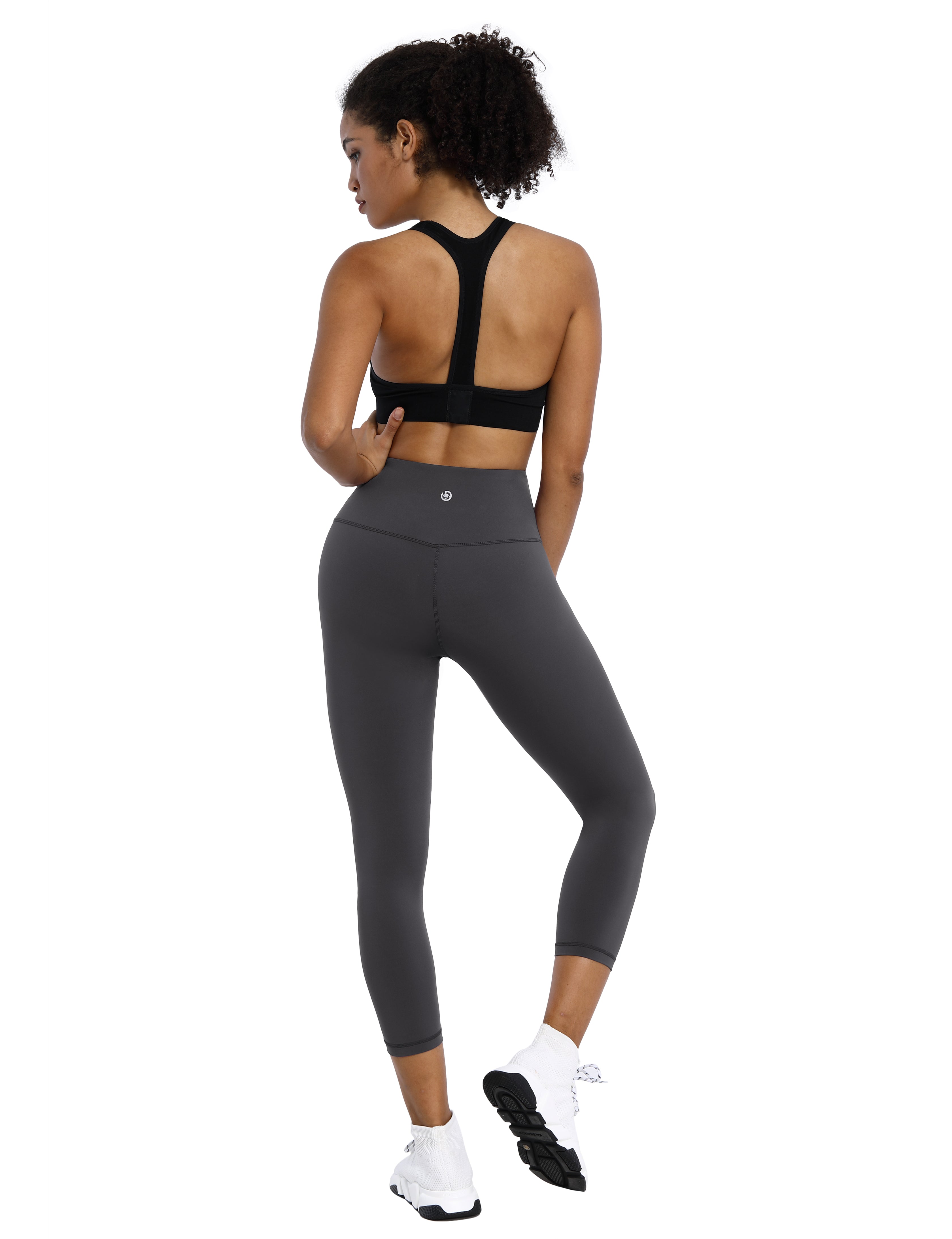 19" High Waist Crop Tight Capris shadowcharcoal_Gym