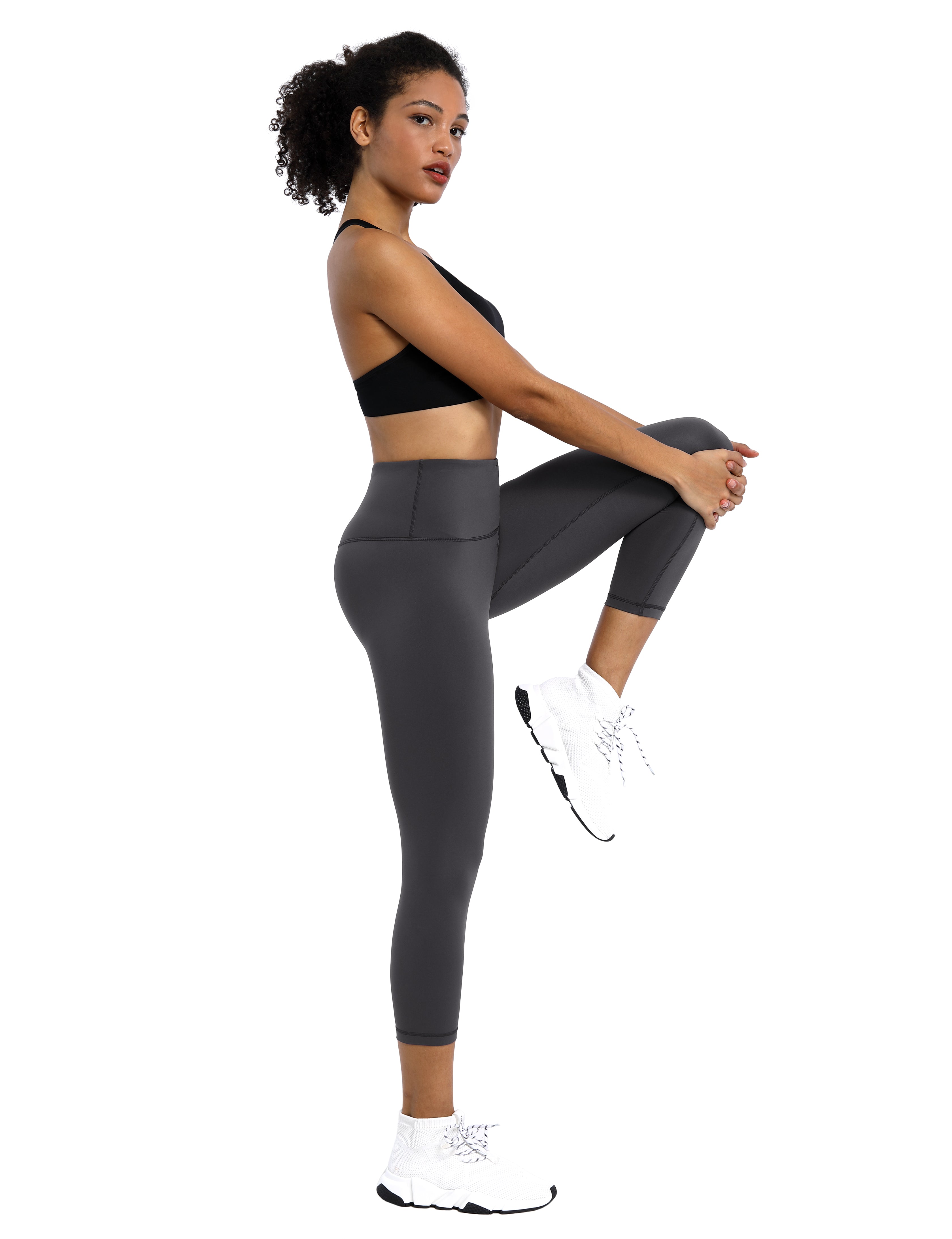 19" High Waist Crop Tight Capris shadowcharcoal_Gym