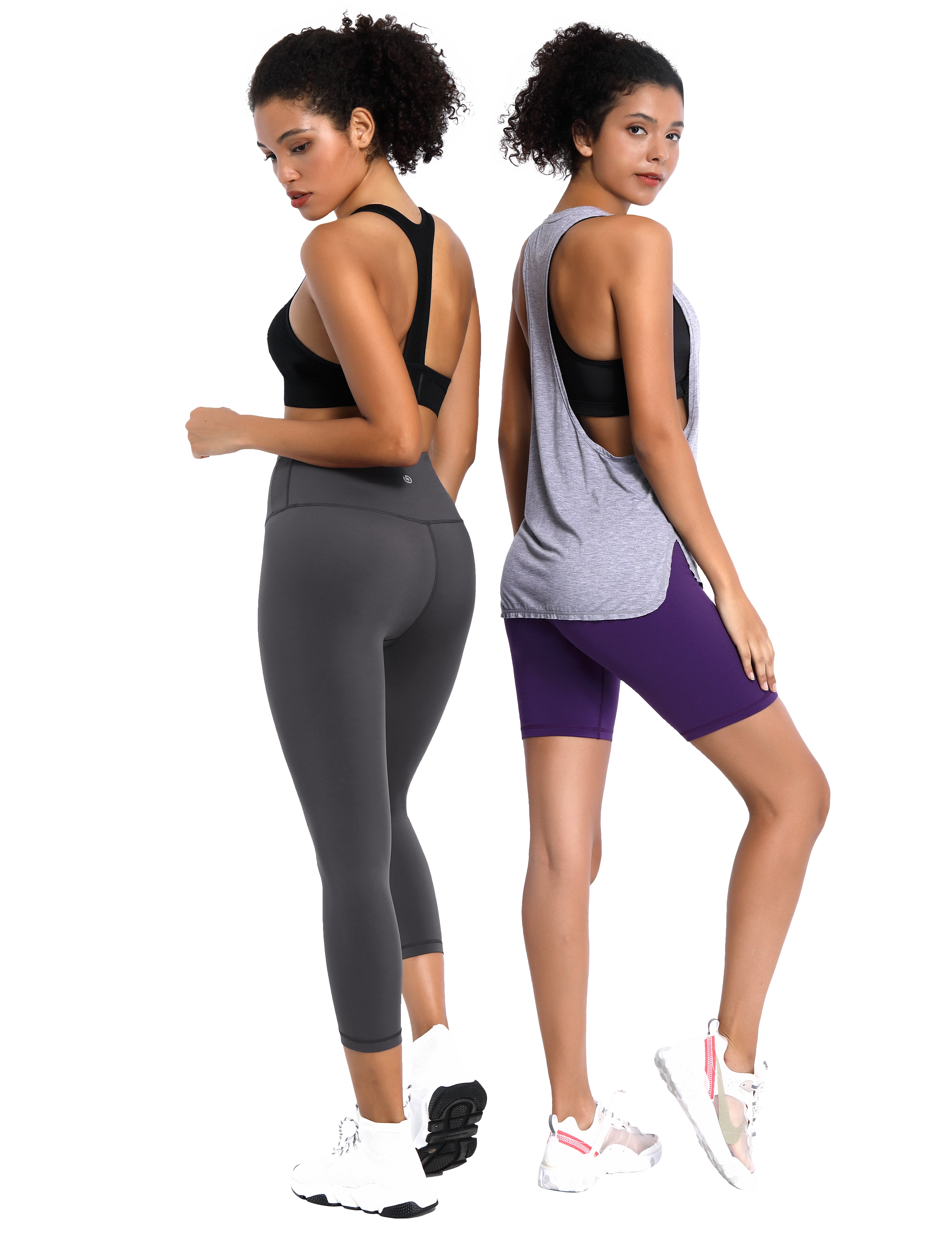 19" High Waist Crop Tight Capris shadowcharcoal_Gym