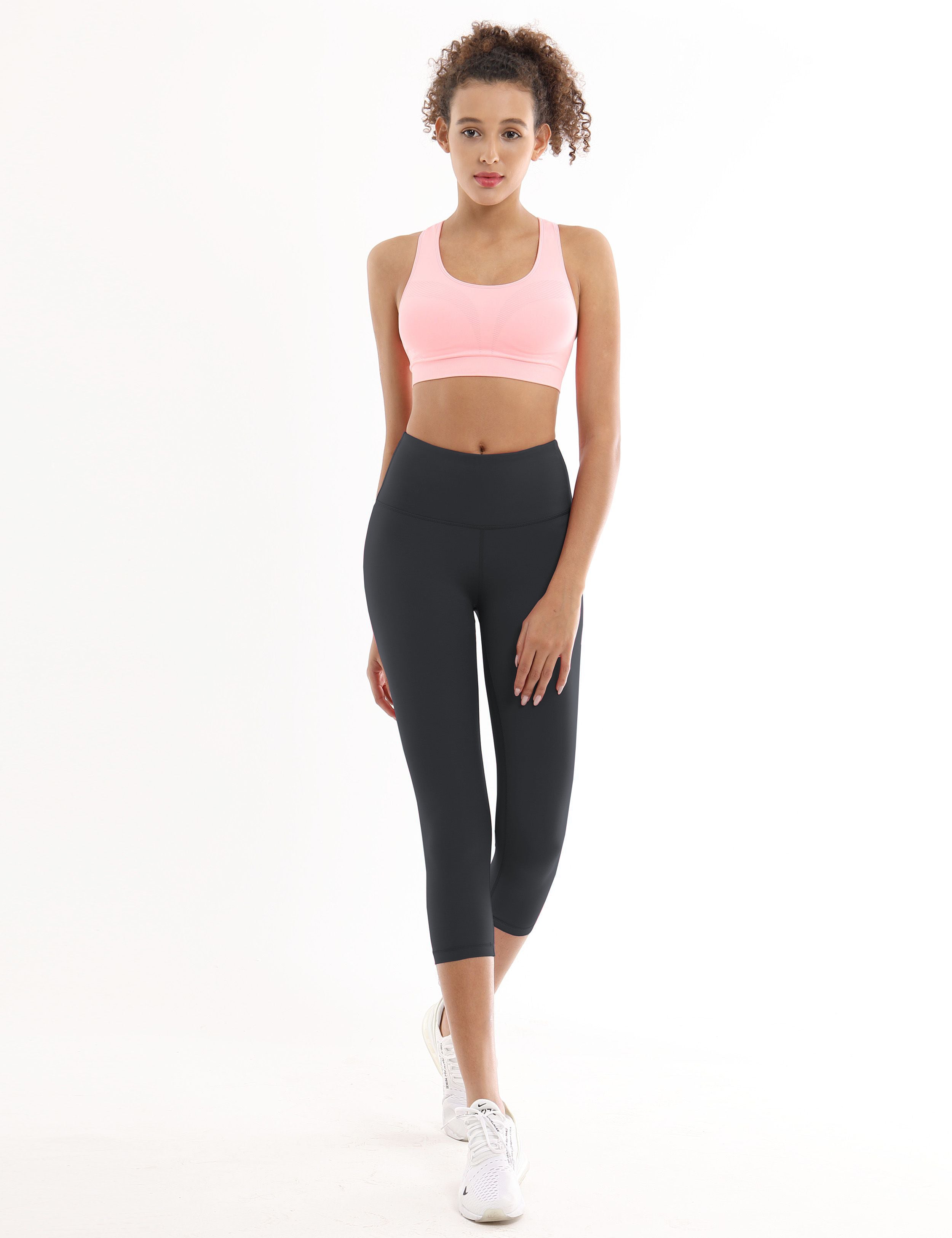 19" High Waist Crop Tight Capris shadowcharcoal_Gym