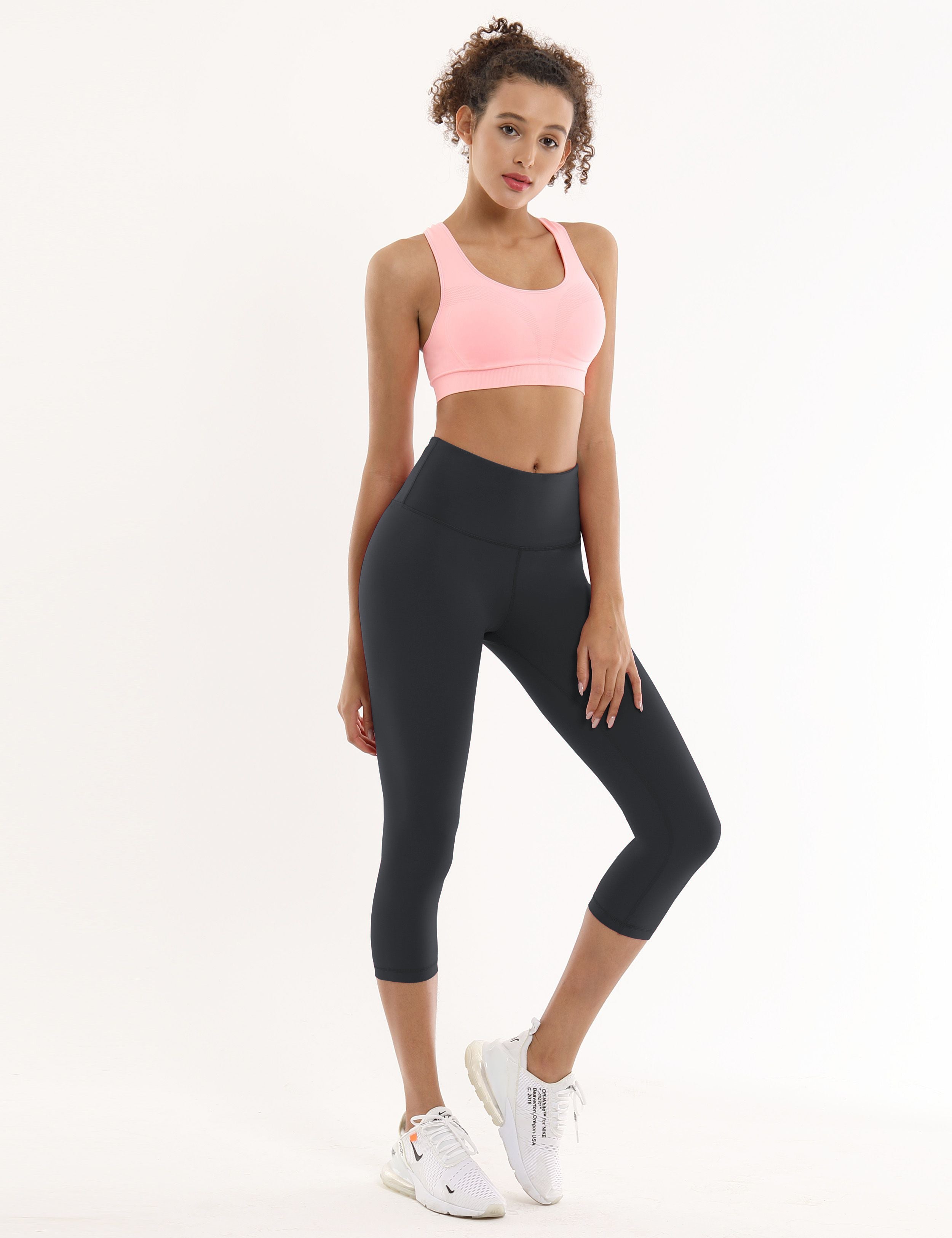 19" High Waist Crop Tight Capris shadowcharcoal_Gym