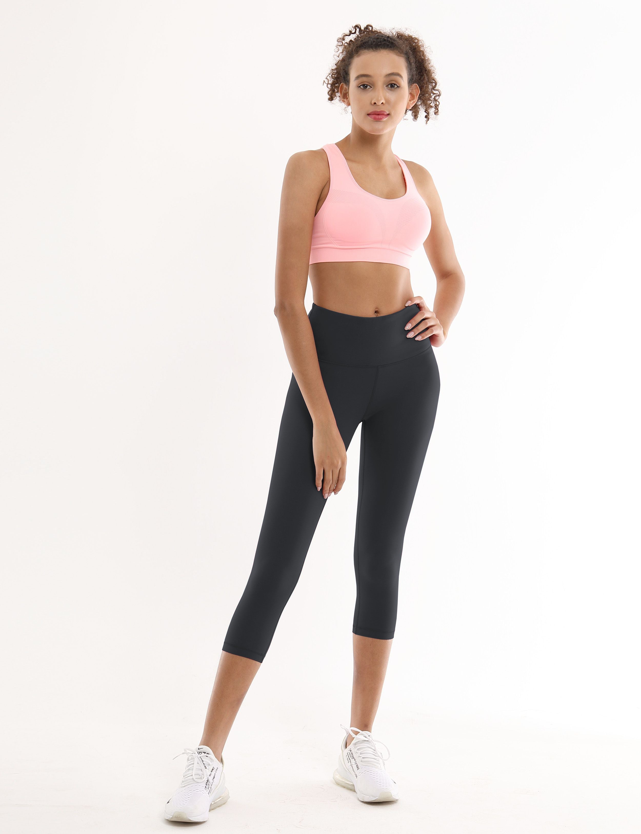 19" High Waist Crop Tight Capris shadowcharcoal_Gym