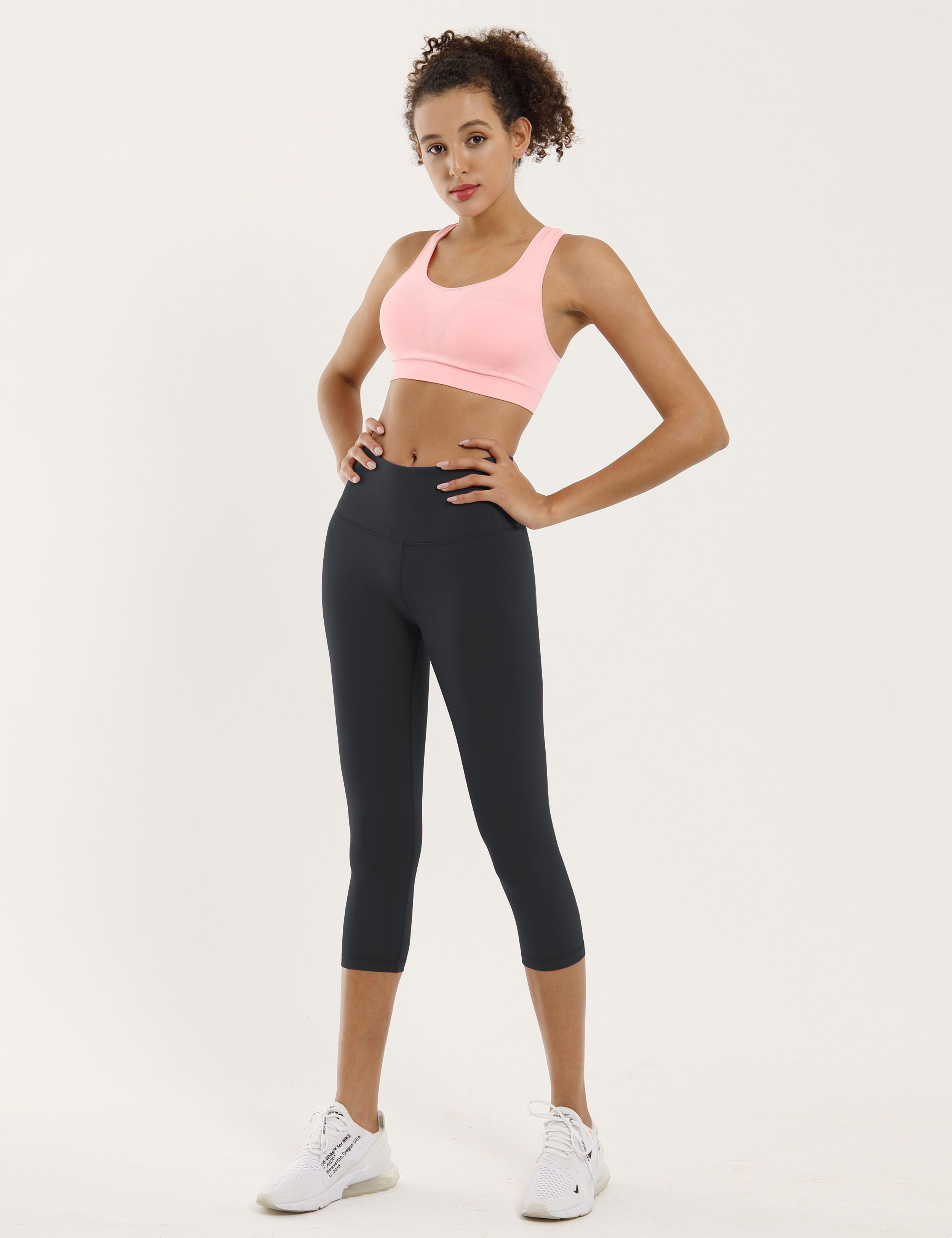 19" High Waist Crop Tight Capris shadowcharcoal_Gym