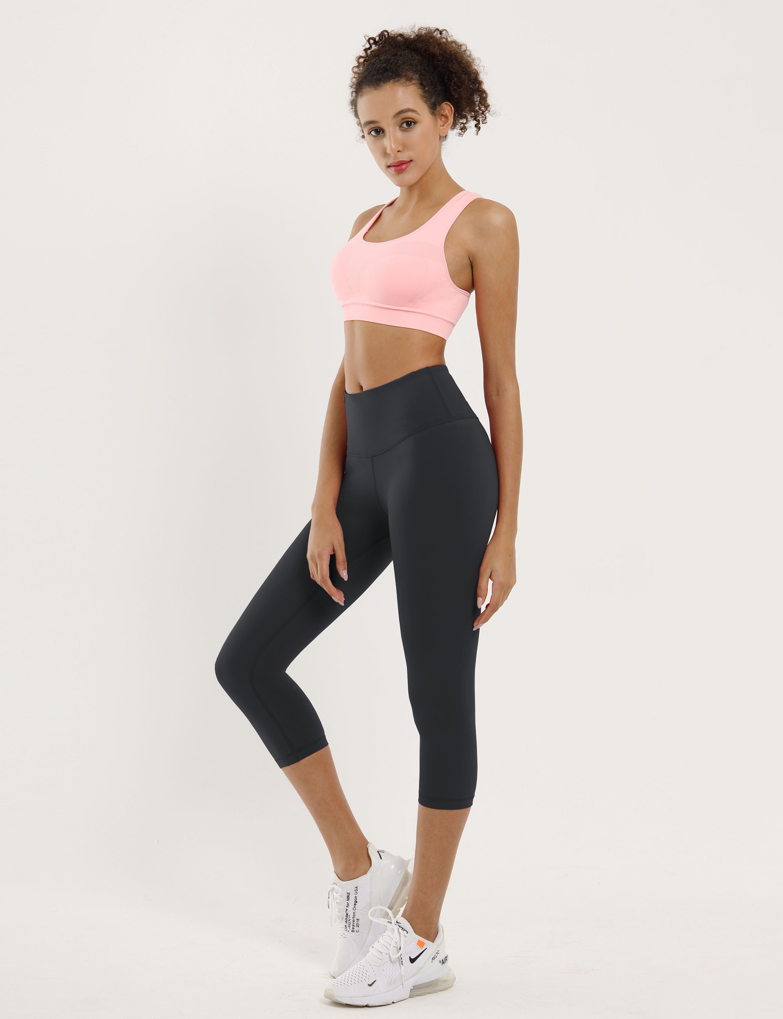 19" High Waist Crop Tight Capris shadowcharcoal_Running