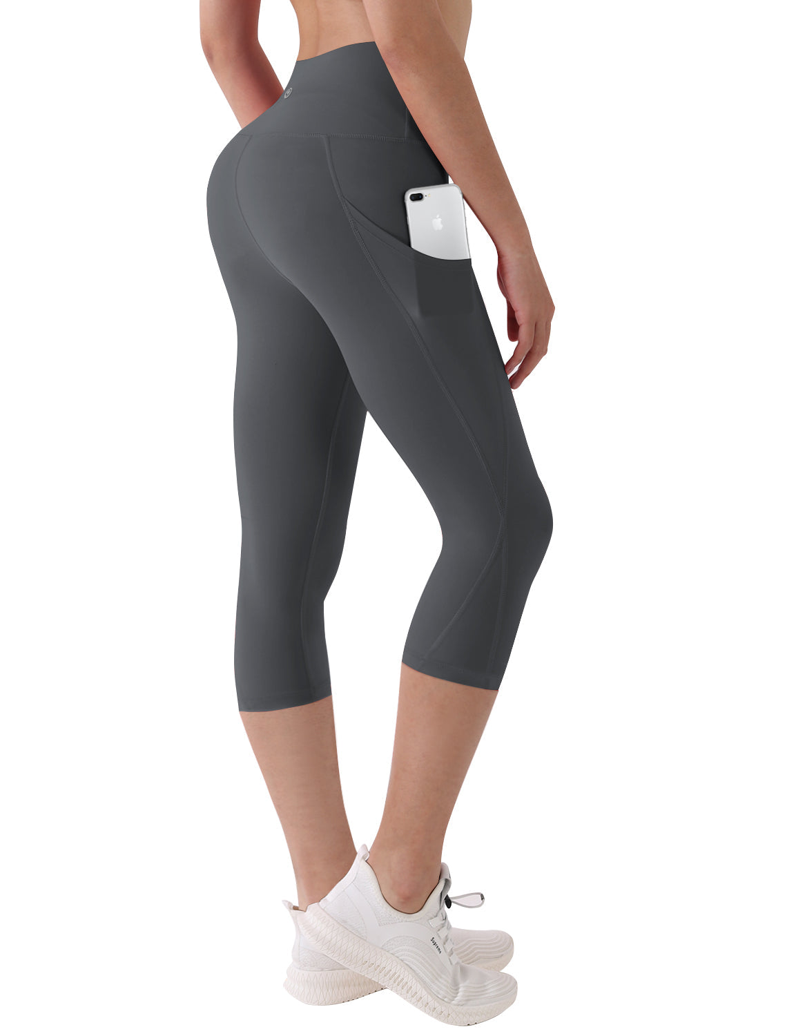 19" High Waist Side Pockets Capris shadowcharcoal_Biking