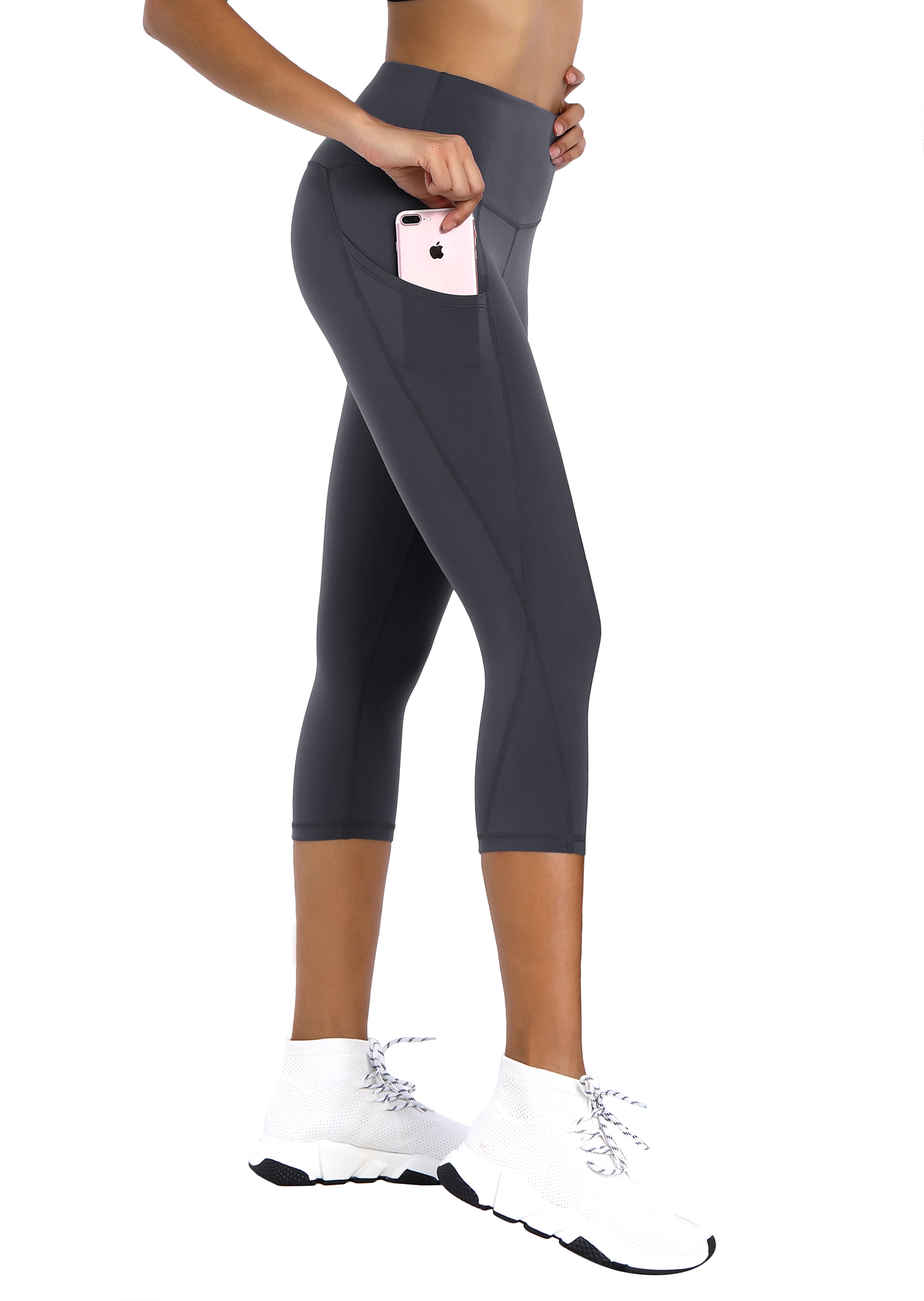 19" High Waist Side Pockets Capris shadowcharcoal_Gym