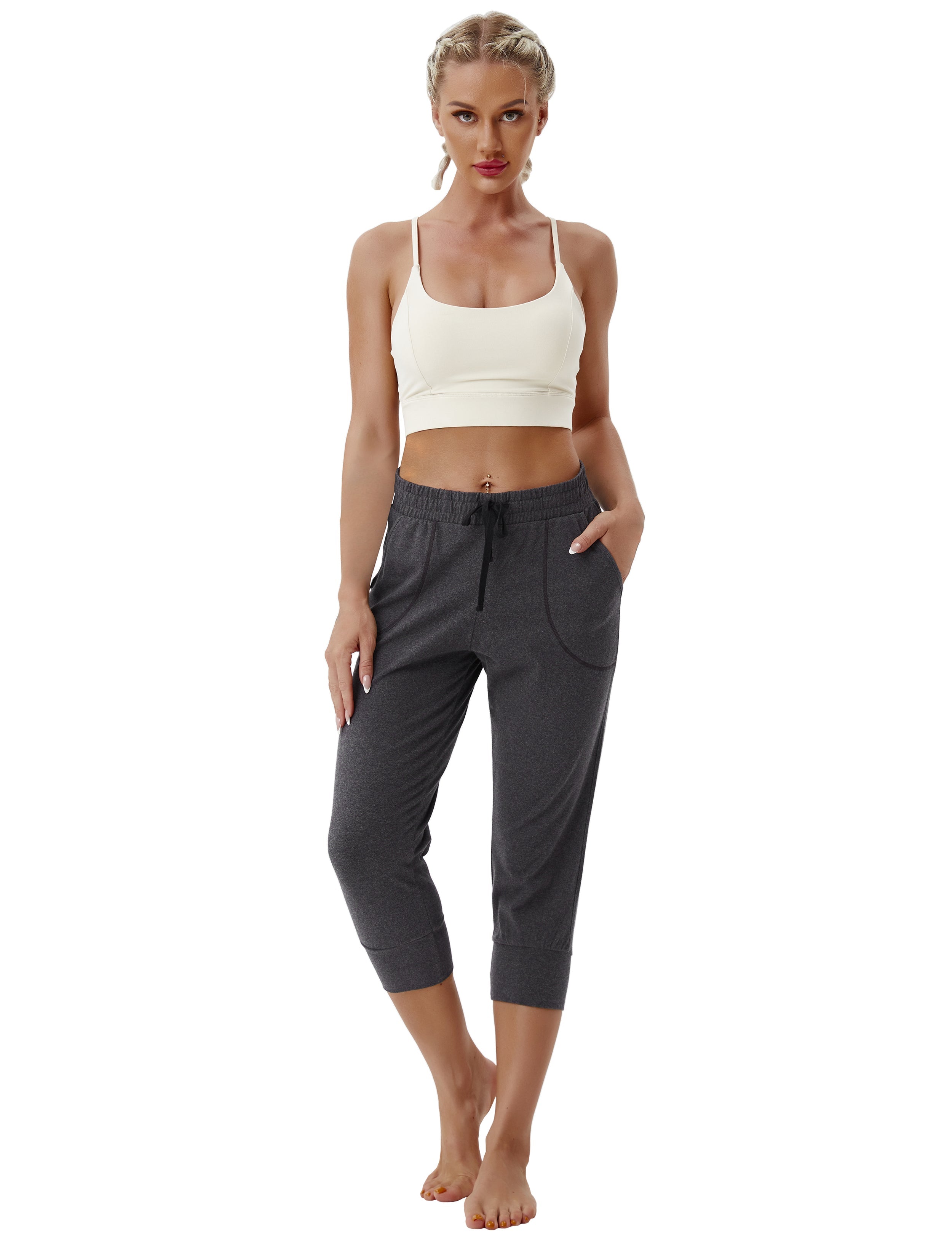 Training Crop Joggers heathercharcoal_Biking