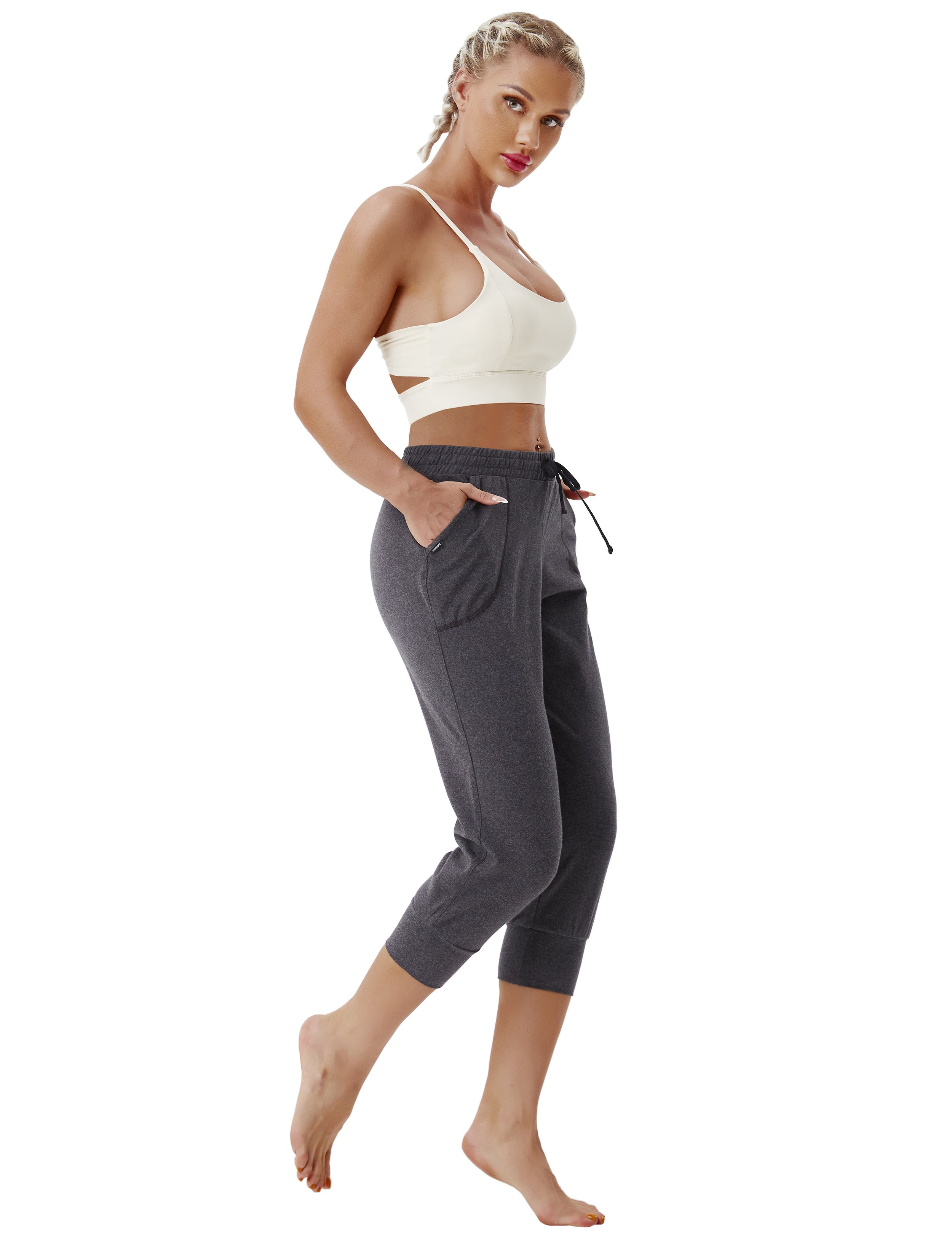 Training Crop Joggers heathercharcoal_Biking