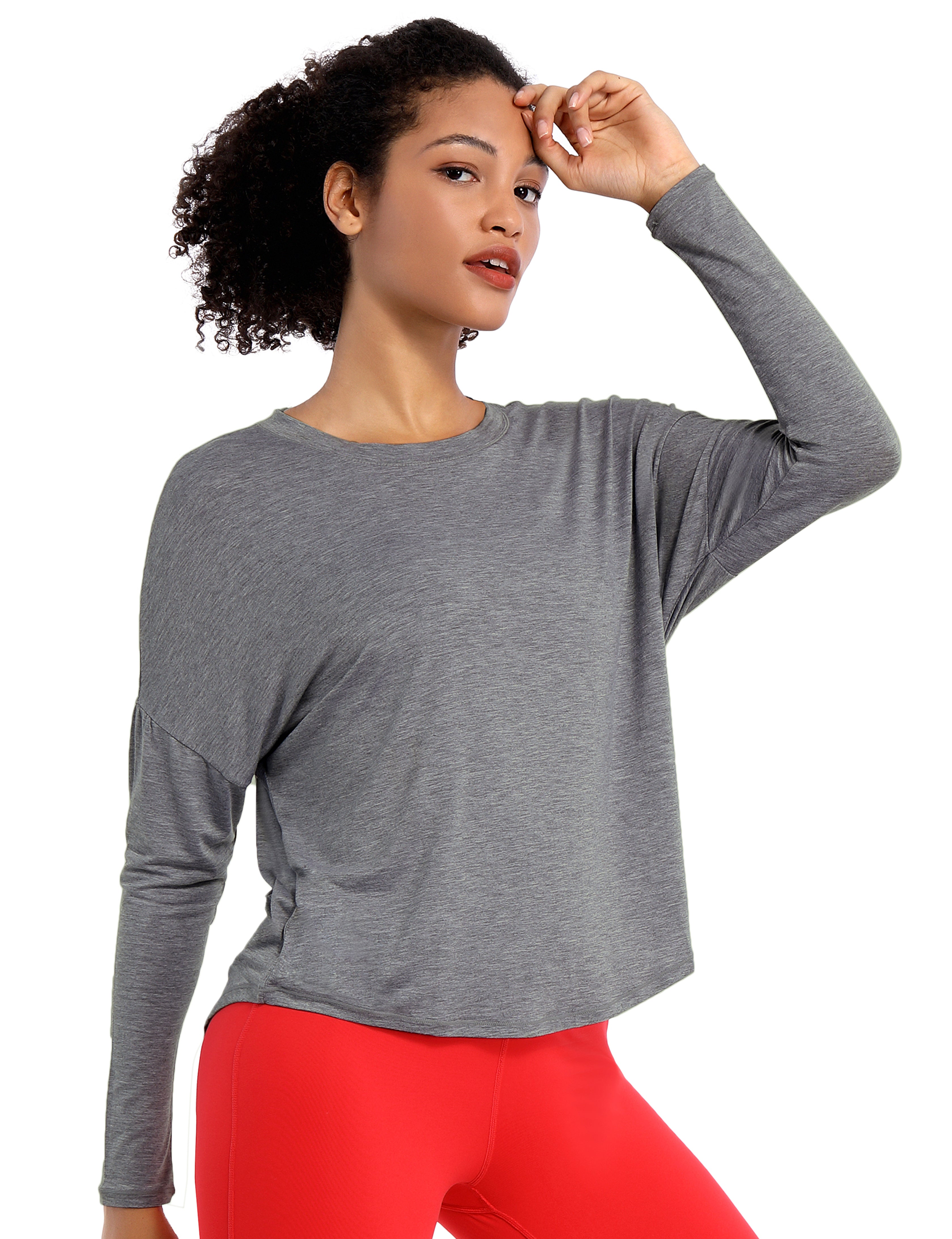 Running Batwing Tunic Tops heathercharcoal_Running