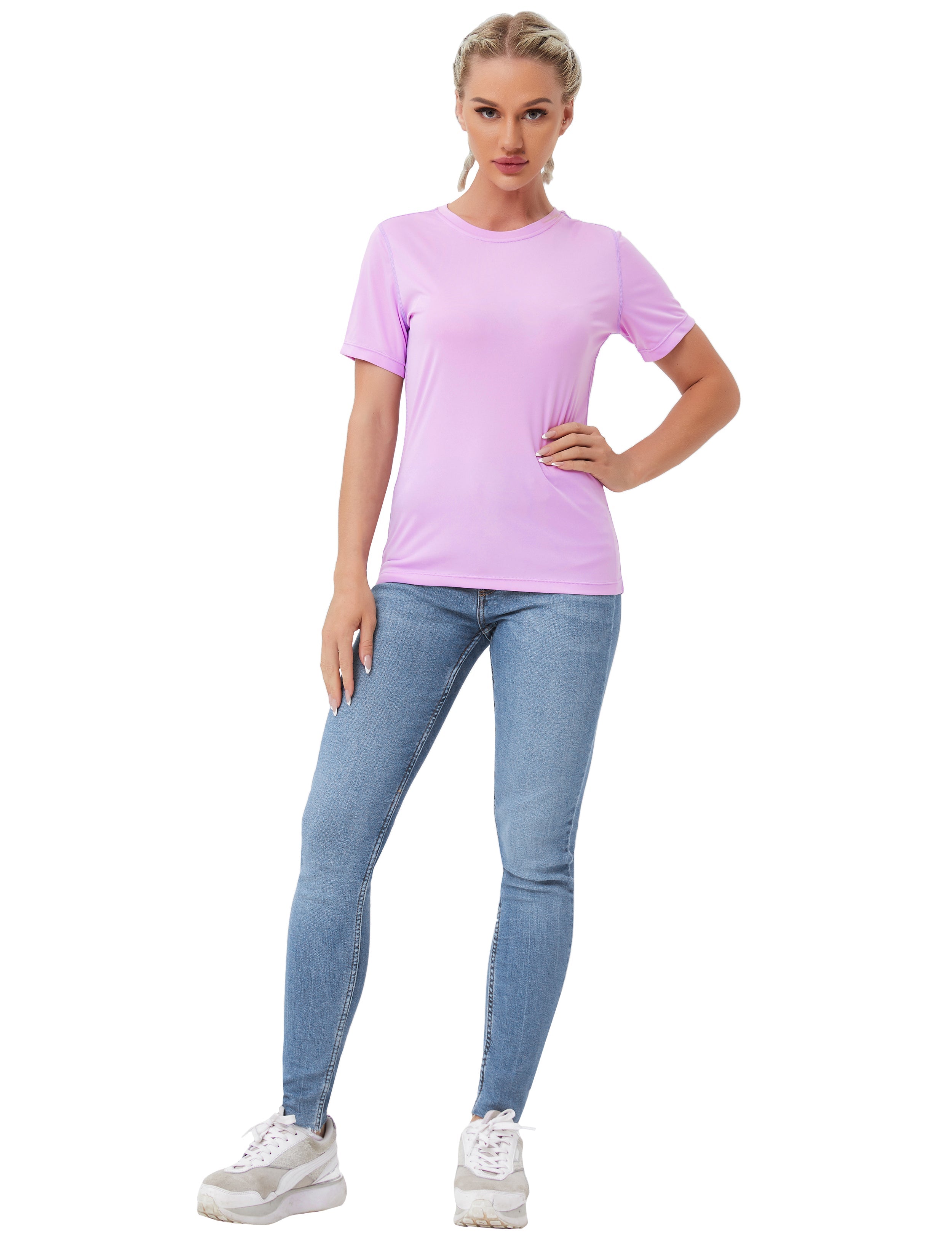 Short Sleeve Athletic Shirts purple_yoga