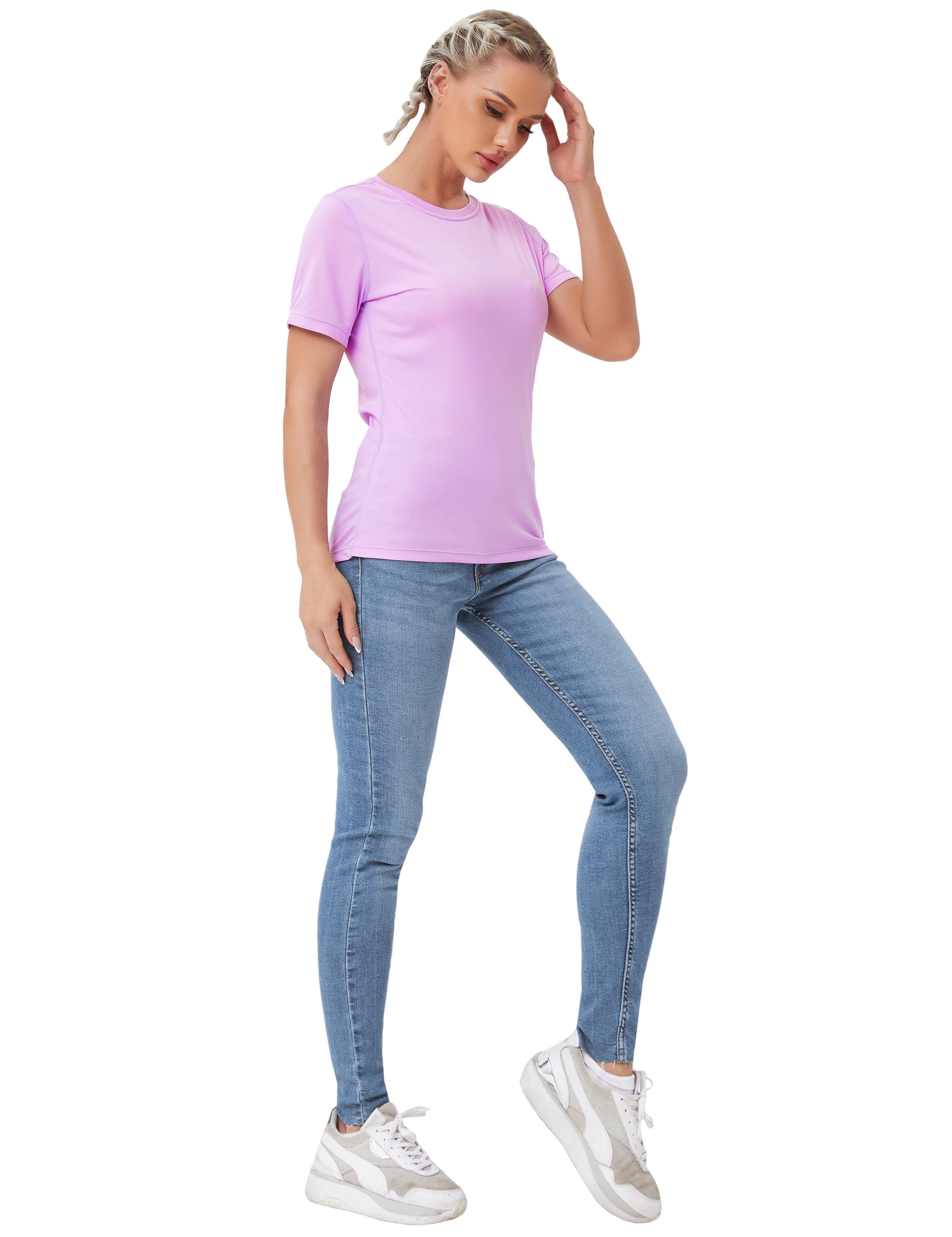 Short Sleeve Athletic Shirts purple_yoga