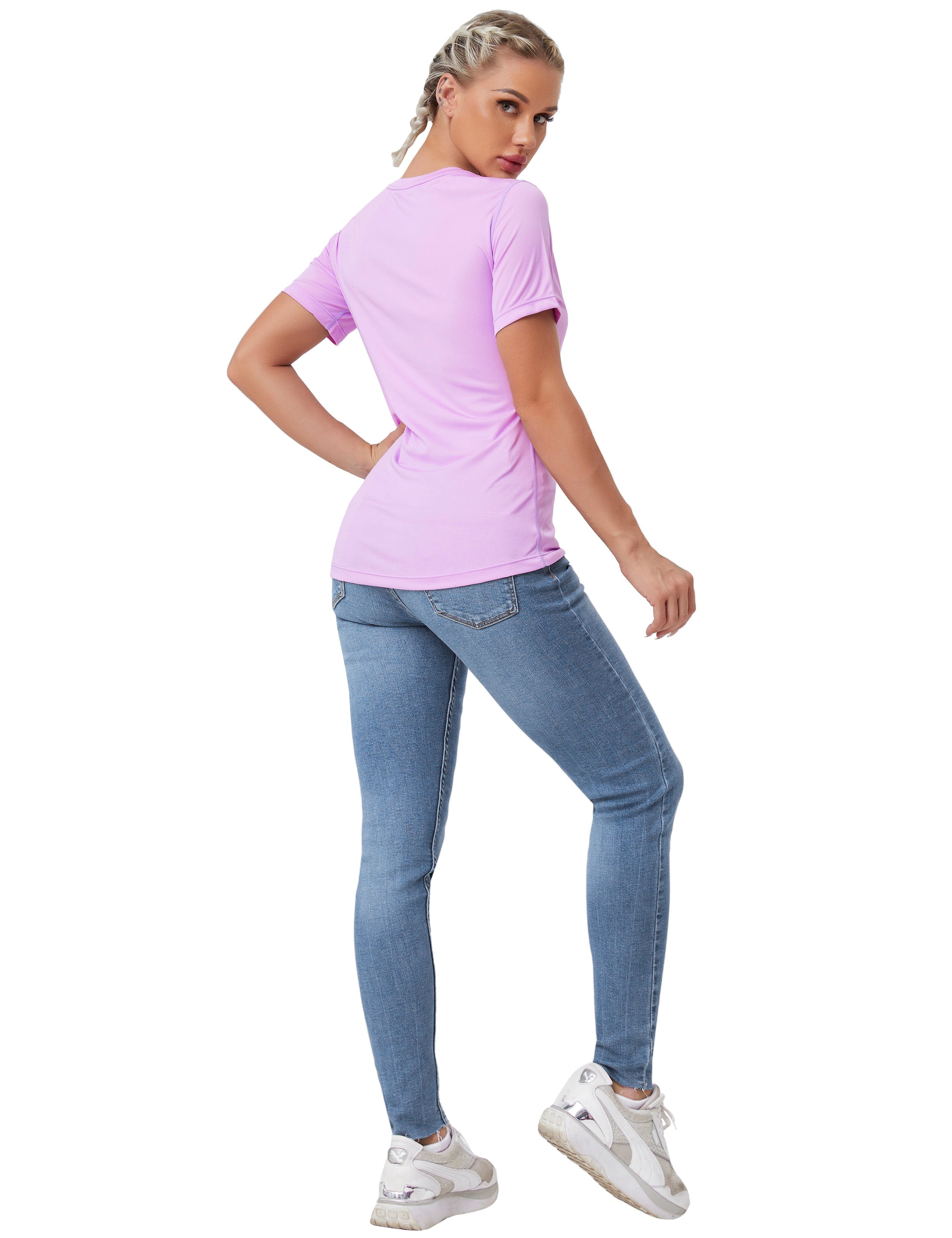 Short Sleeve Athletic Shirts purple_yoga