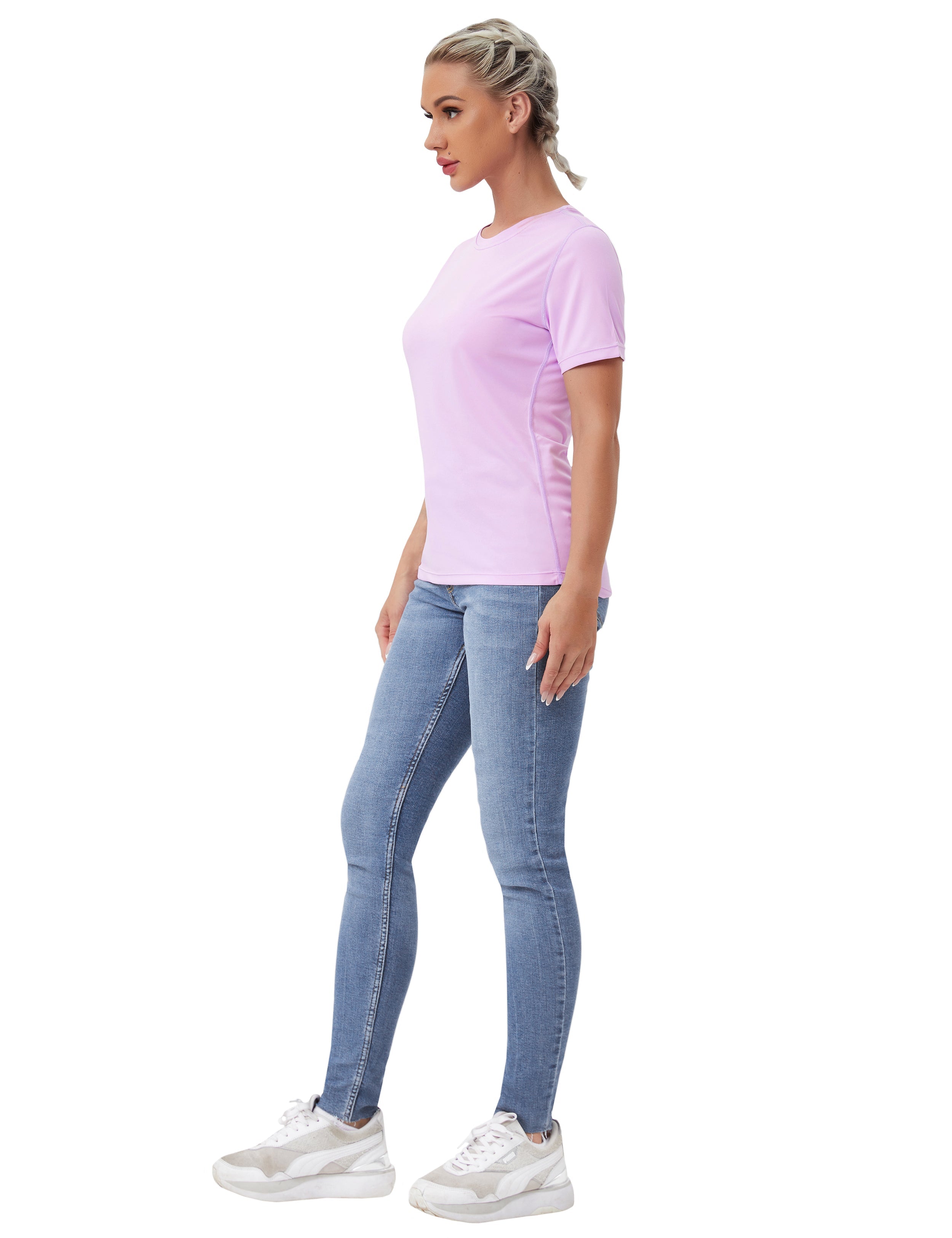 Short Sleeve Athletic Shirts purple_yoga