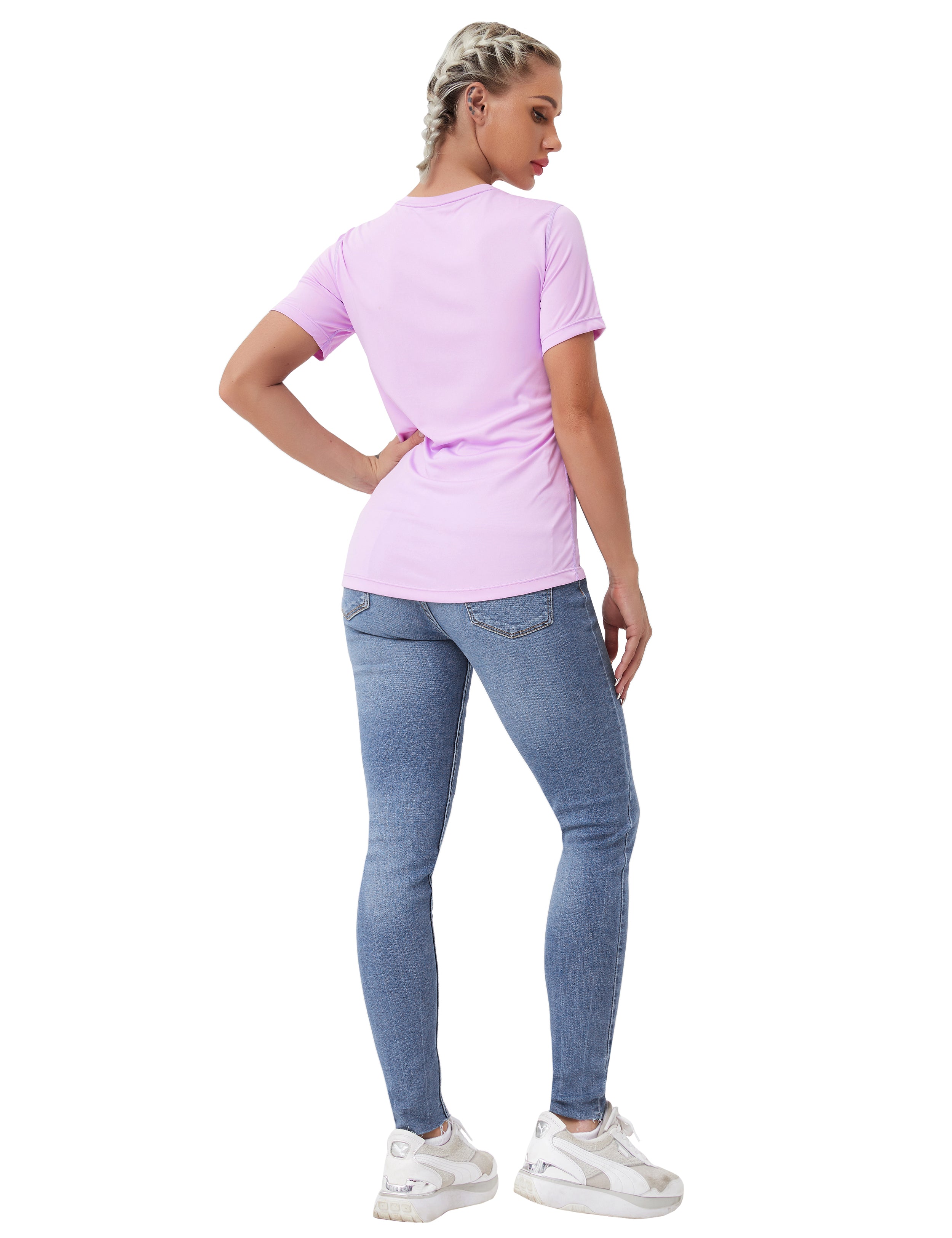 Short Sleeve Athletic Shirts purple_yoga