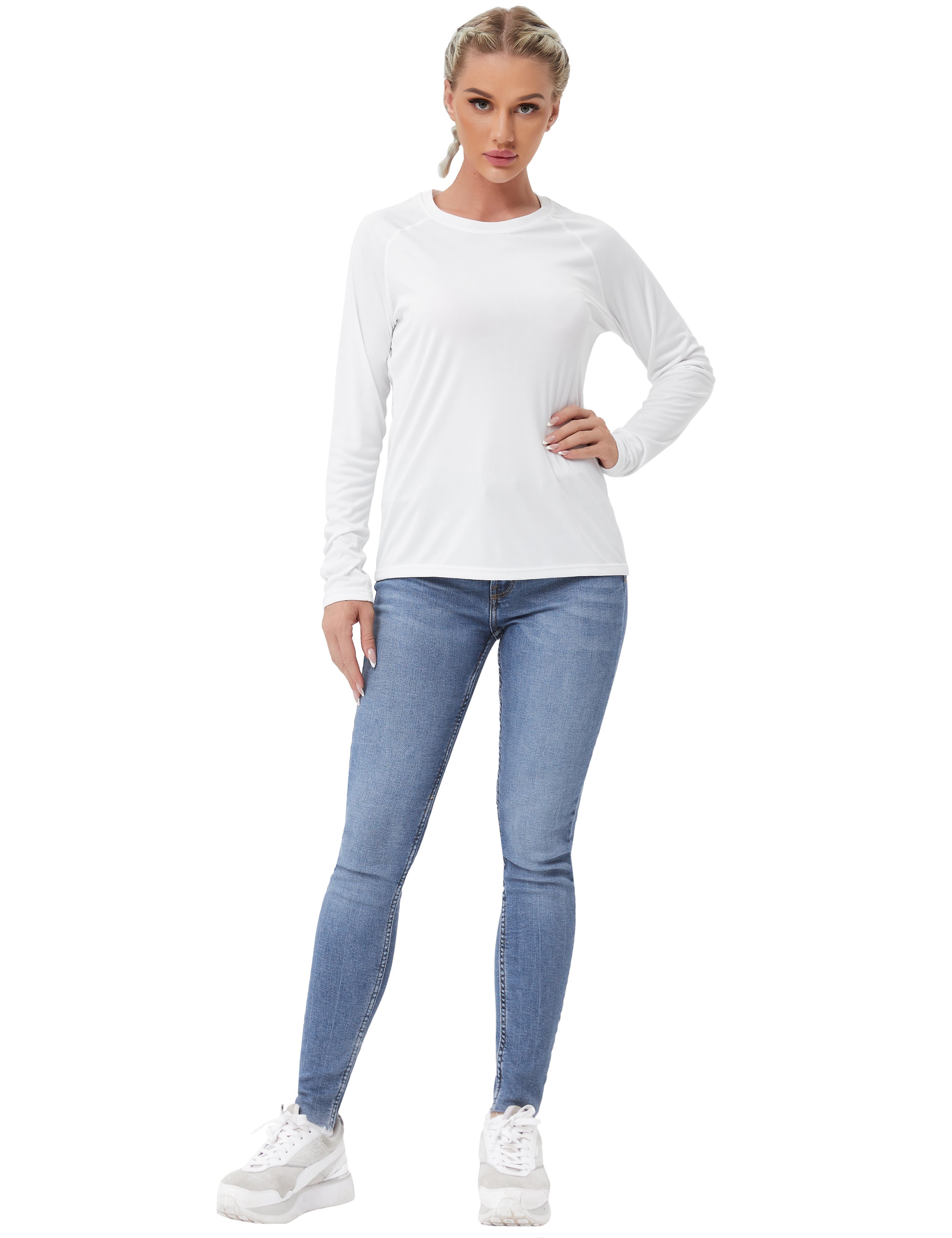 Long Sleeve Athletic Shirts white_Tall Size