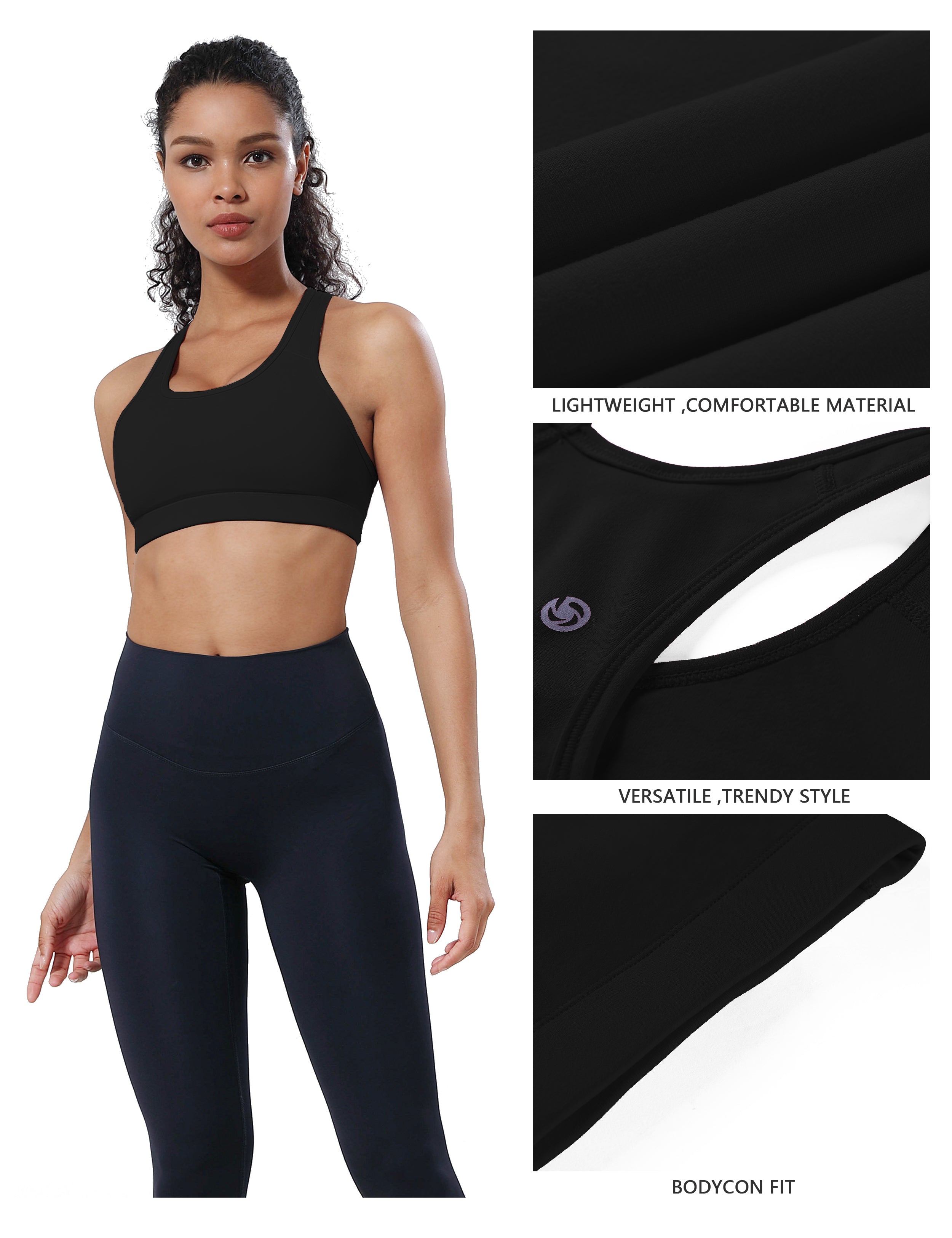 Compression Racerback Sports Bras black_Plus Size