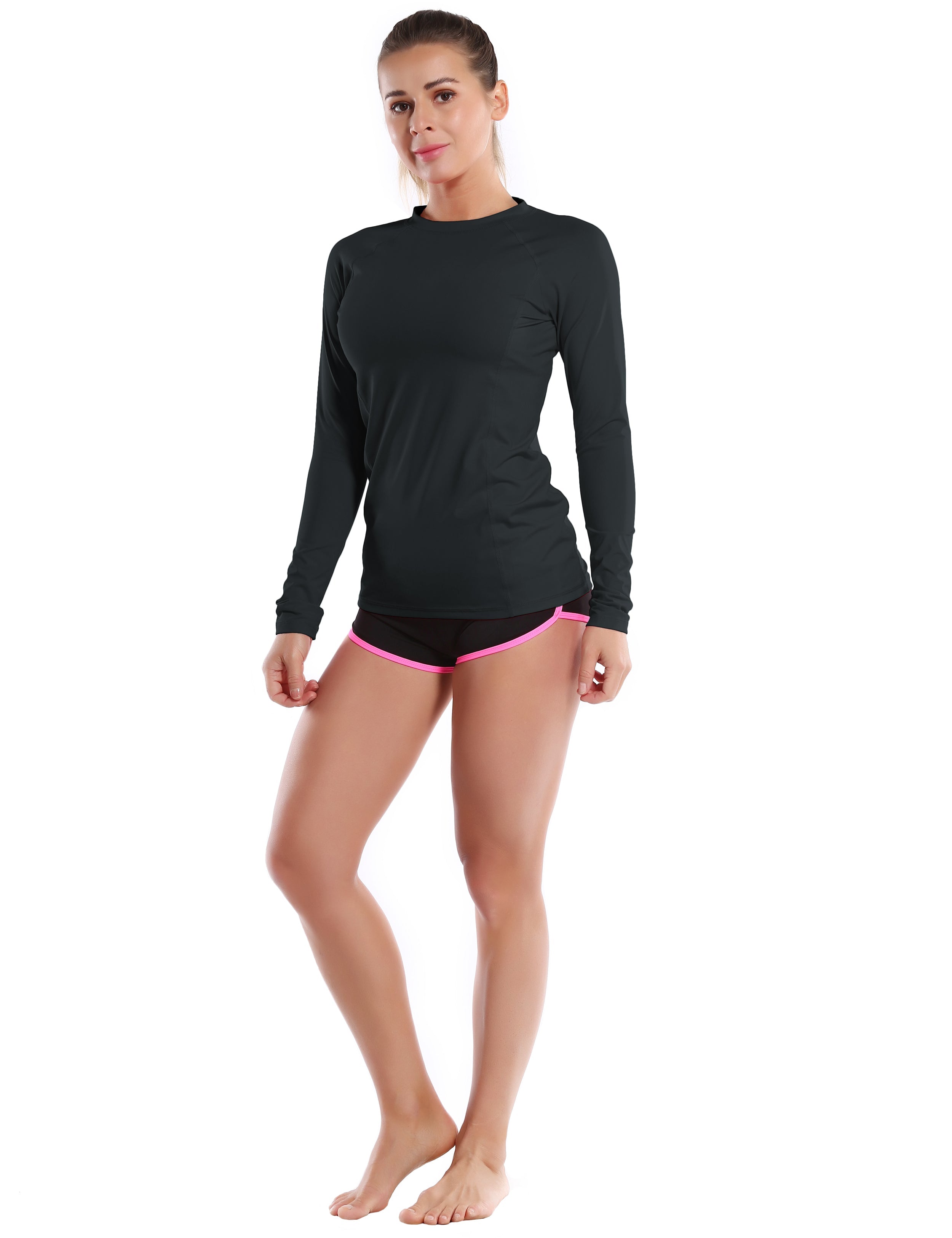 Long Sleeve UPF 50+ Rashguard blackgreen_Biking