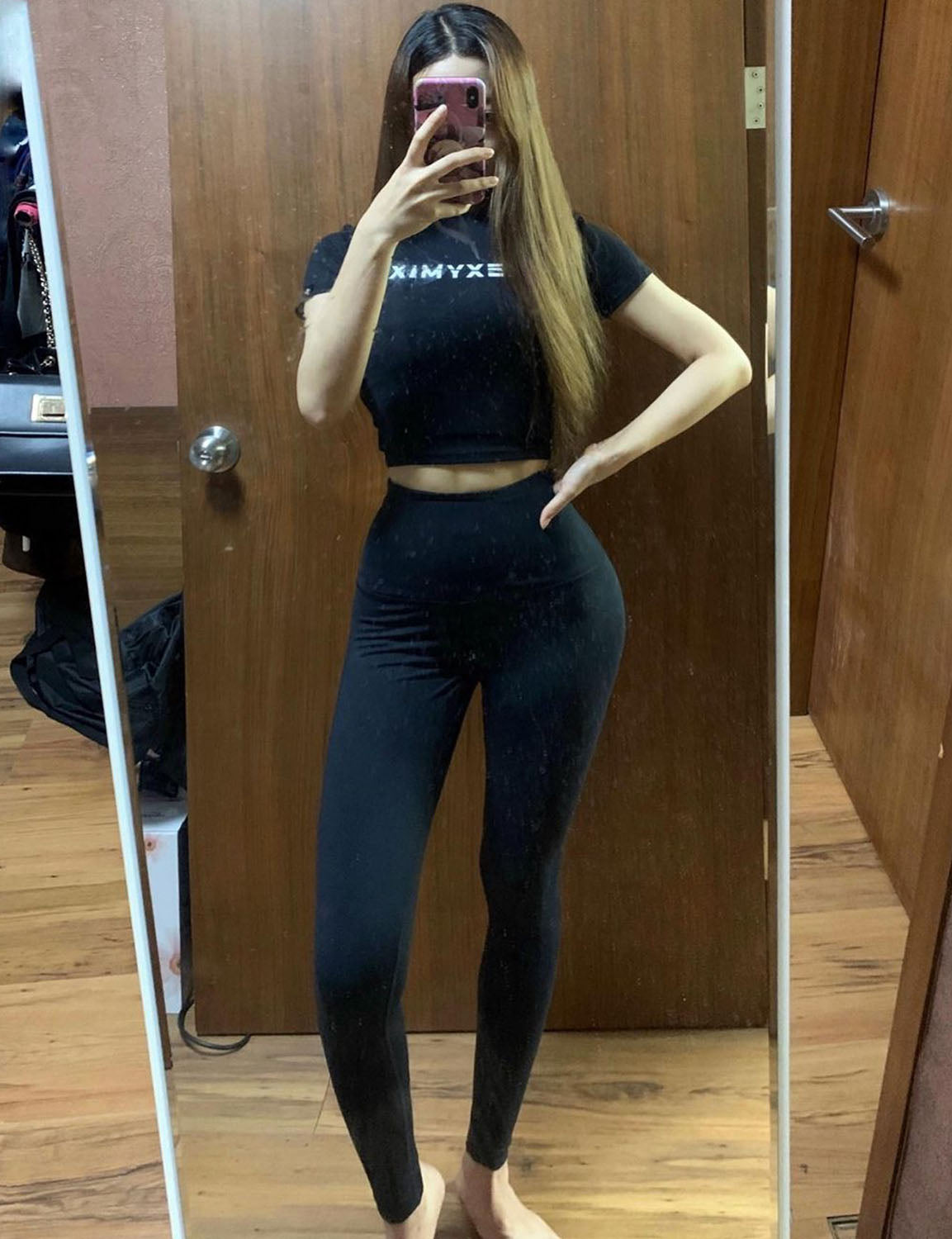 High Waist Tall Size Pants black 75%Nylon/25%Spandex Fabric doesn't attract lint easily 4-way stretch No see-through Moisture-wicking Tummy control Inner pocket Four lengths