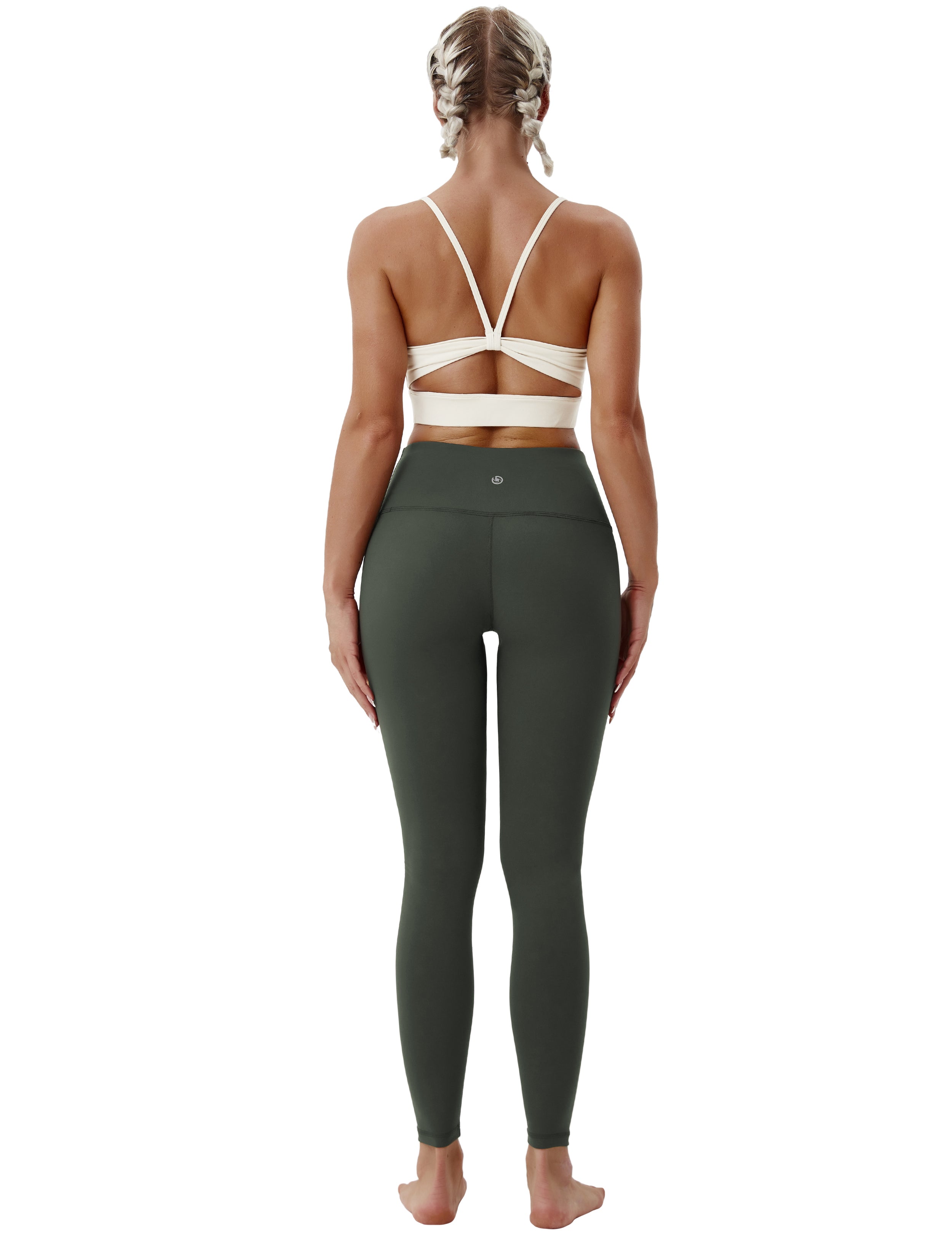 High Waist Tall Size Pants olivegray 75%Nylon/25%Spandex Fabric doesn't attract lint easily 4-way stretch No see-through Moisture-wicking Tummy control Inner pocket Four lengths