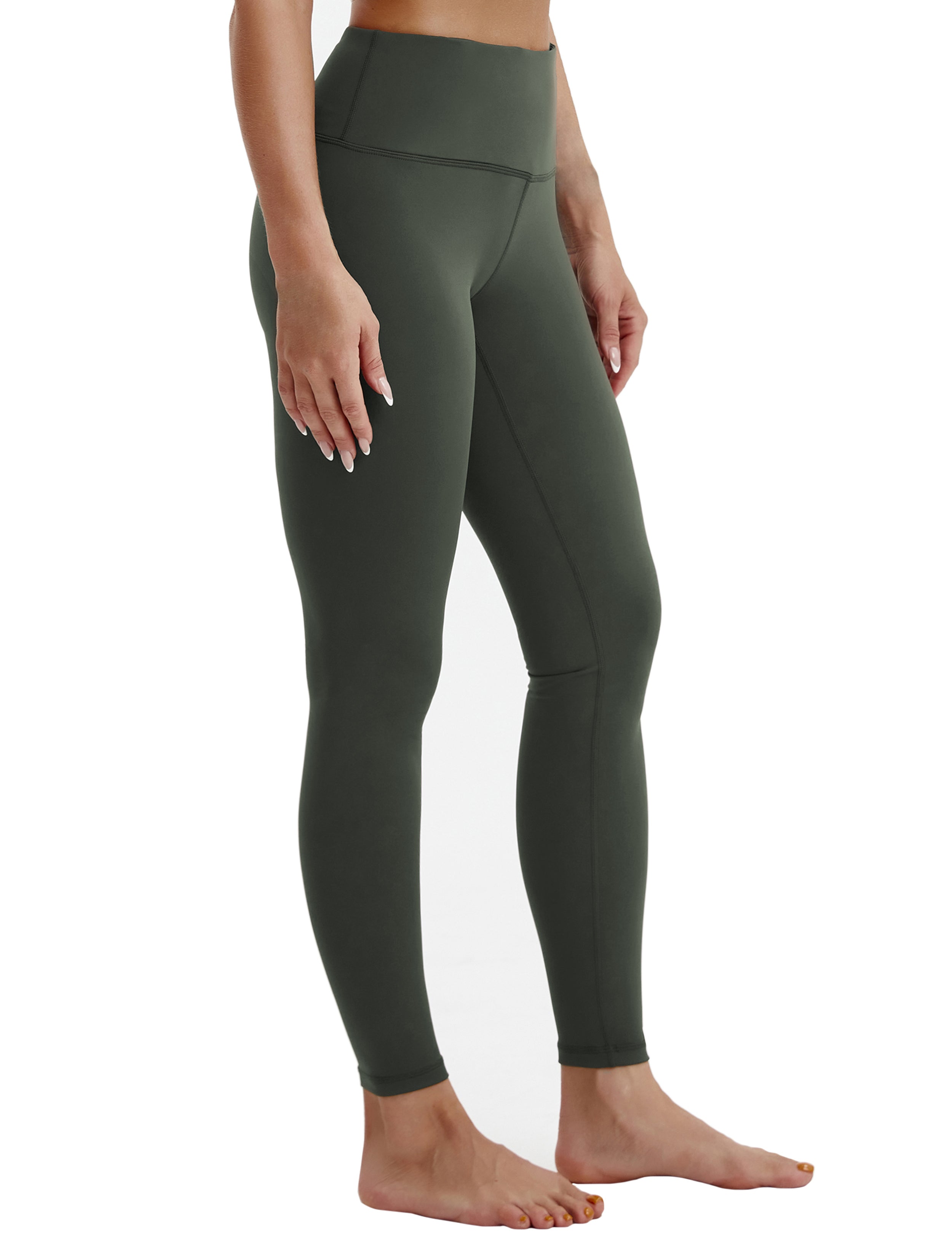 High Waist Tall Size Pants olivegray 75%Nylon/25%Spandex Fabric doesn't attract lint easily 4-way stretch No see-through Moisture-wicking Tummy control Inner pocket Four lengths