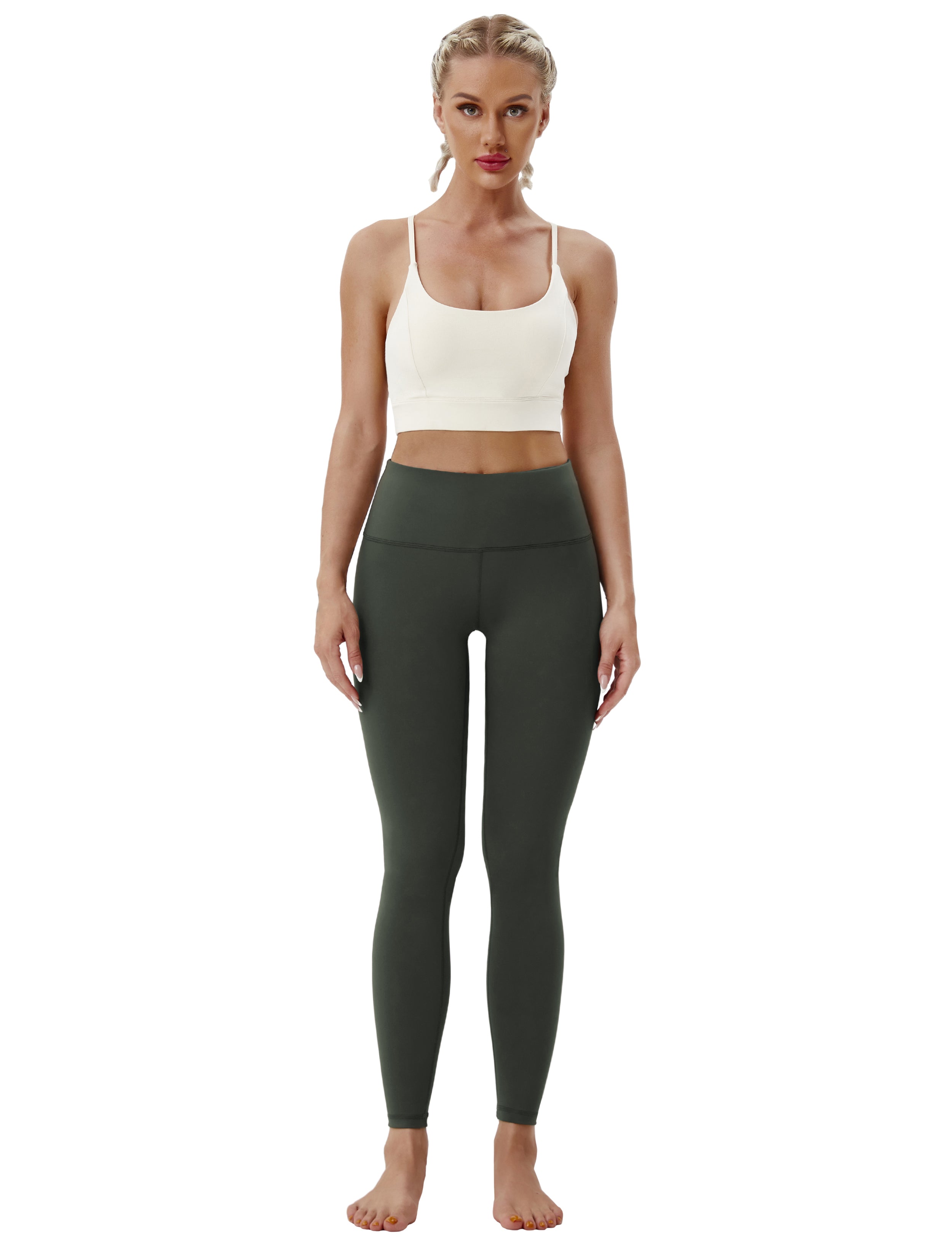 High Waist Tall Size Pants olivegray 75%Nylon/25%Spandex Fabric doesn't attract lint easily 4-way stretch No see-through Moisture-wicking Tummy control Inner pocket Four lengths