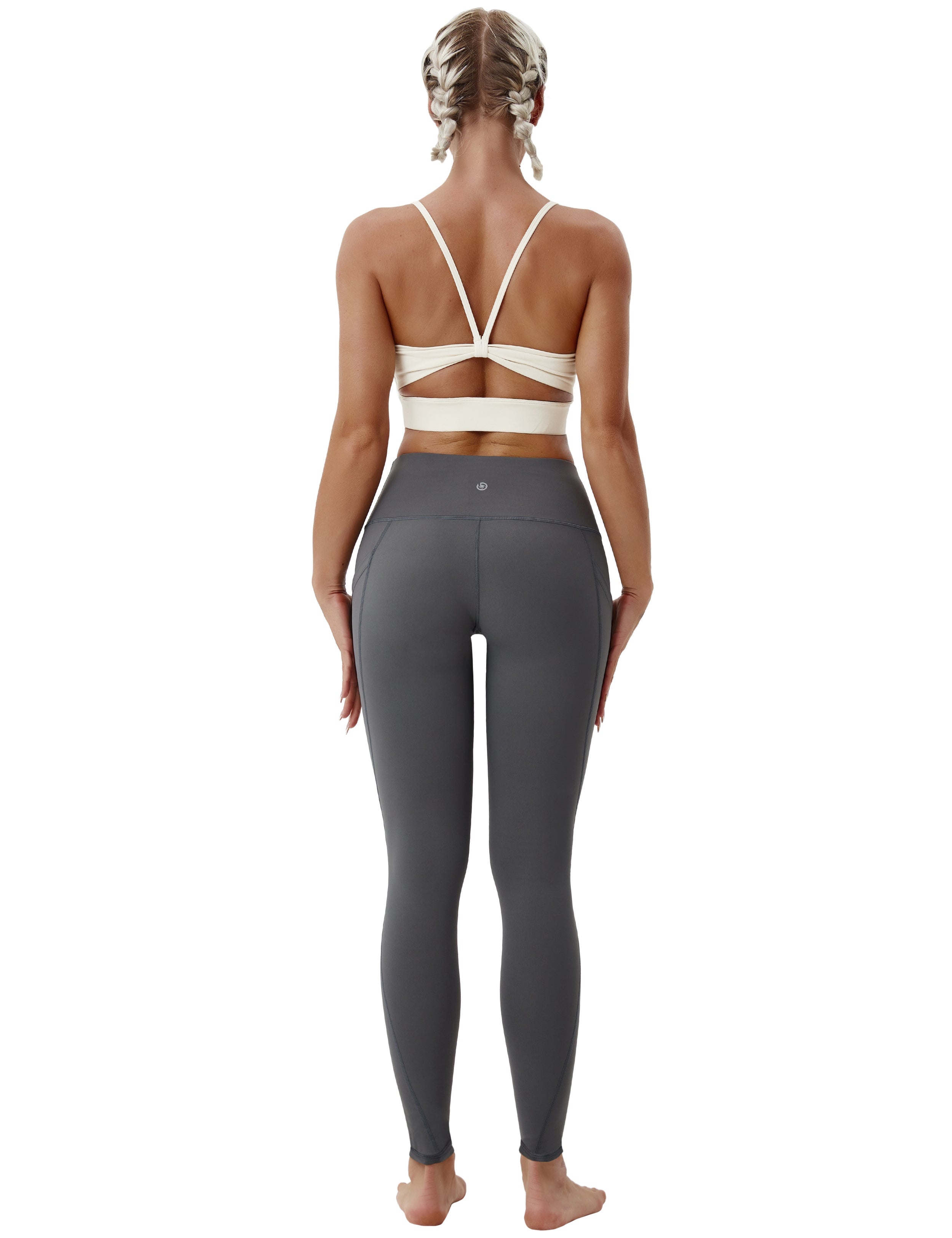 High Waist Side Pockets Tall Size Pants shadowcharcoal 75% Nylon, 25% Spandex Fabric doesn't attract lint easily 4-way stretch No see-through Moisture-wicking Tummy control Inner pocket