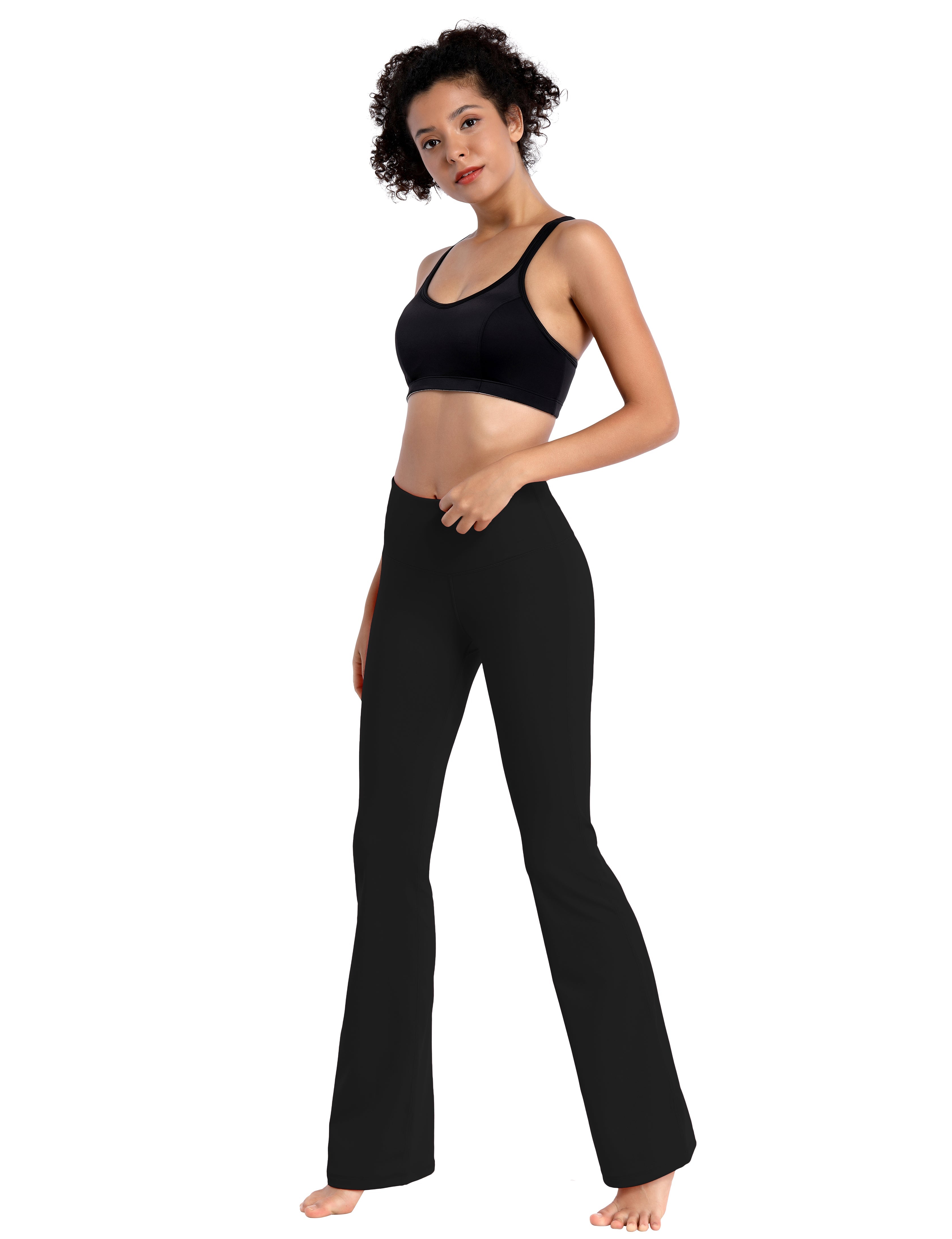 29" 31" 33" 35" 37" High Waist Bootcut Leggings Black_Golf