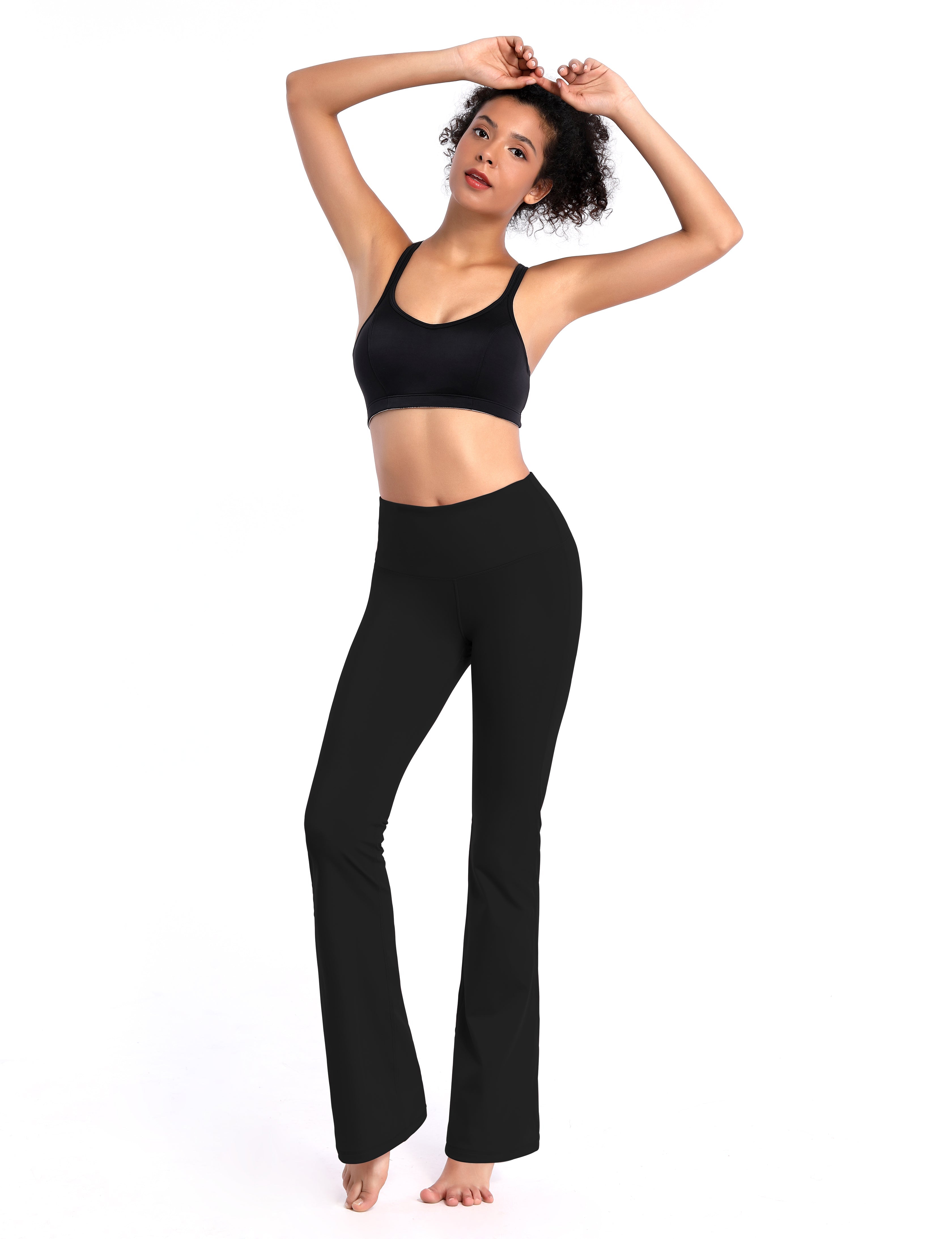 29" 31" 33" 35" 37" High Waist Bootcut Leggings Black_Golf